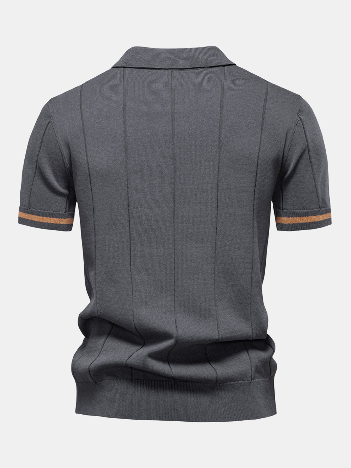 Contrast Trim Zipper Knit Polo Shirt - Naturzy