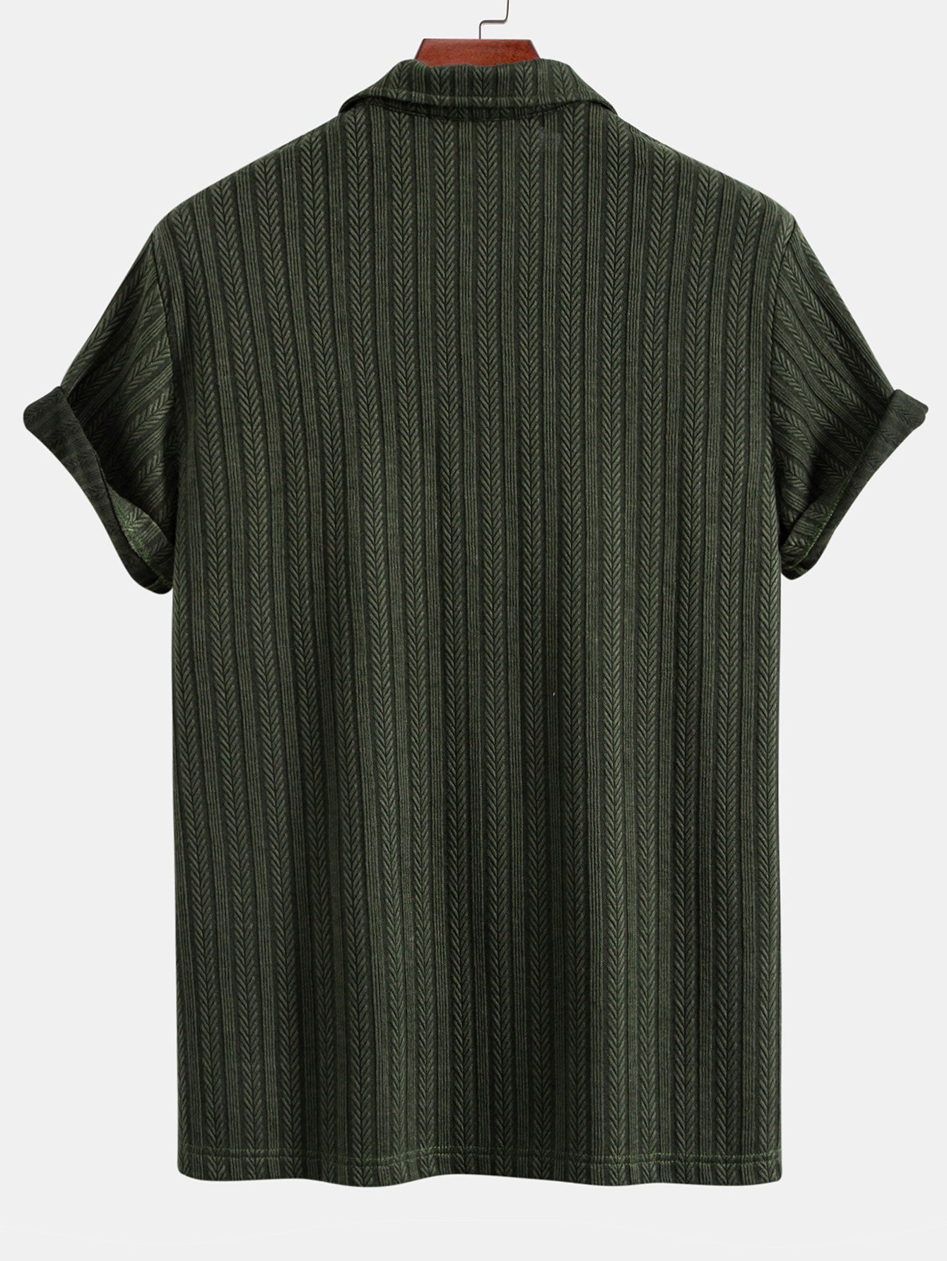 Wheat Ear Jacquard Polo Shirt - Naturzy