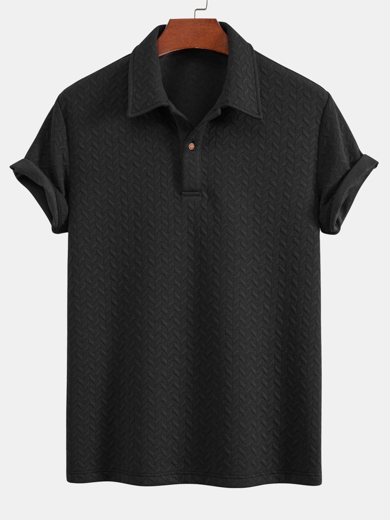 Short Sleeved Jacquard Textured Polo - Naturzy