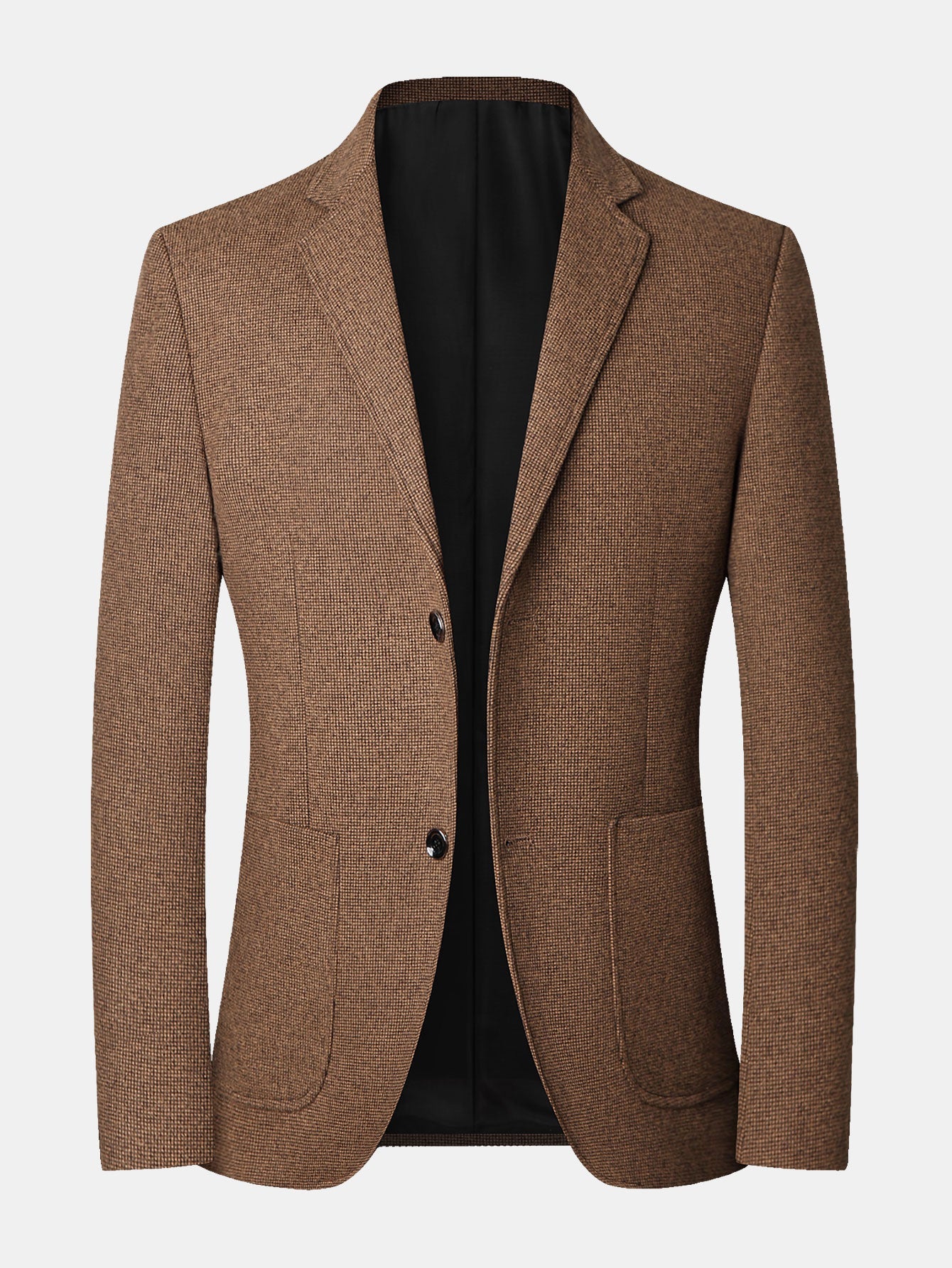 Wool Look Fine Check Blazer - Naturzy
