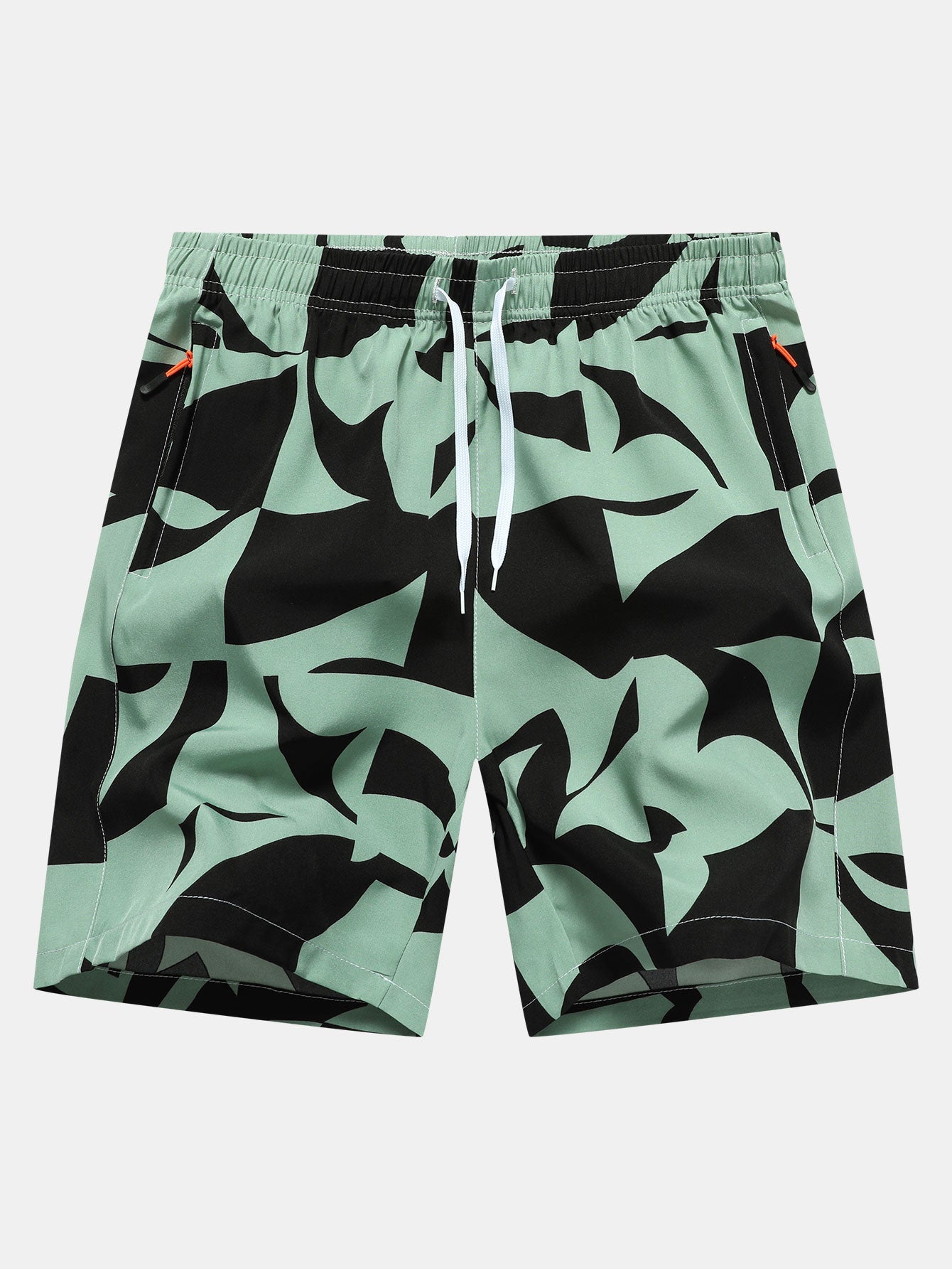 Color Block Print Zipper Pocket Shorts - Naturzy