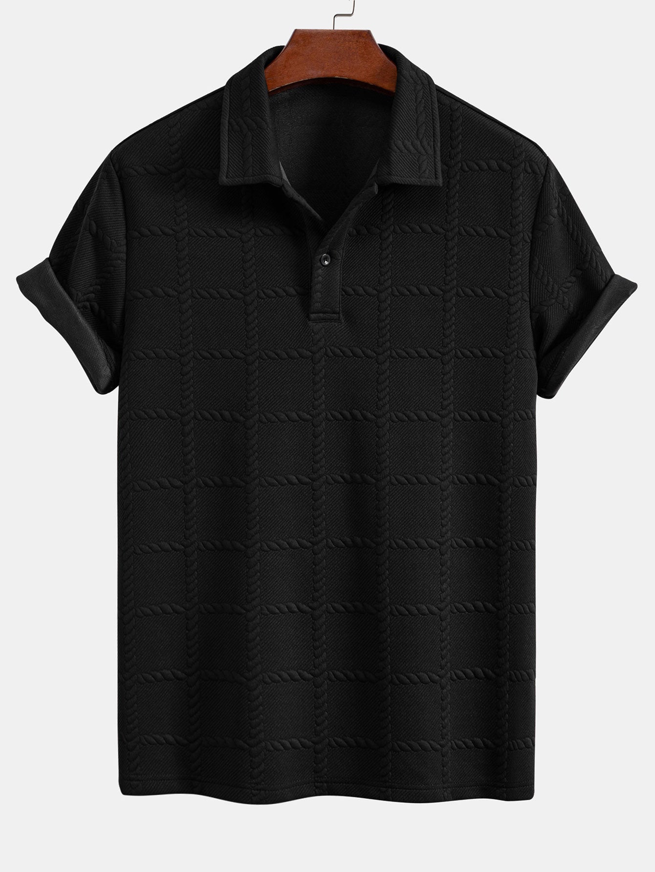Checkered Jacquard Polo Shirt - Naturzy