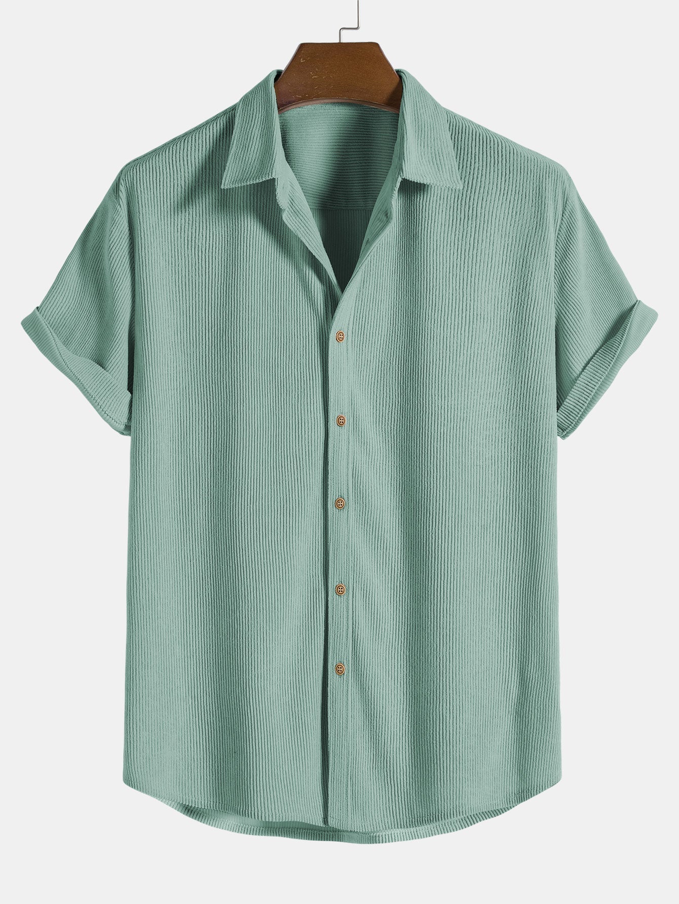 Corduroy Button Up Short Sleeved Shirt - Naturzy