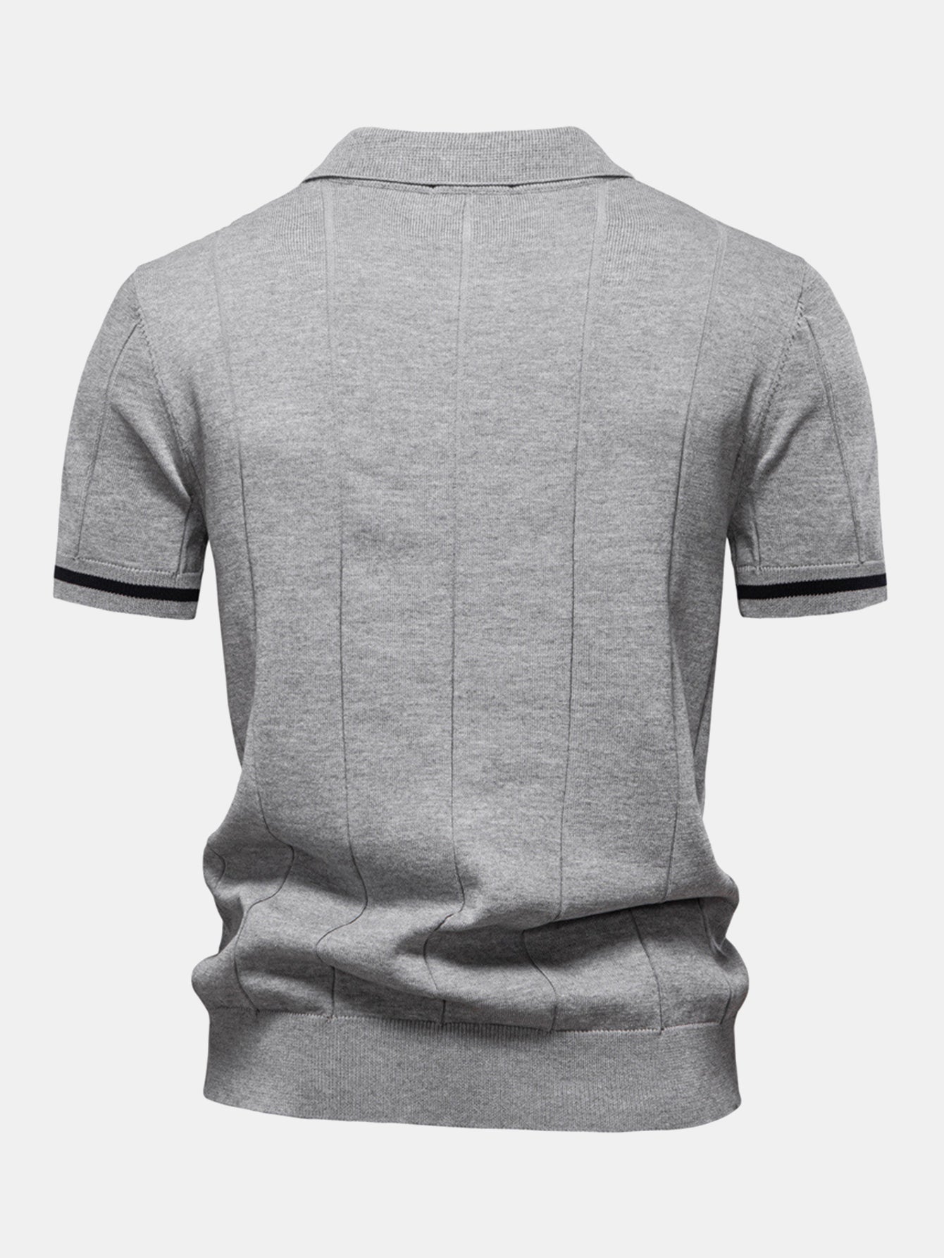 Contrast Trim Zipper Knit Polo Shirt - Naturzy