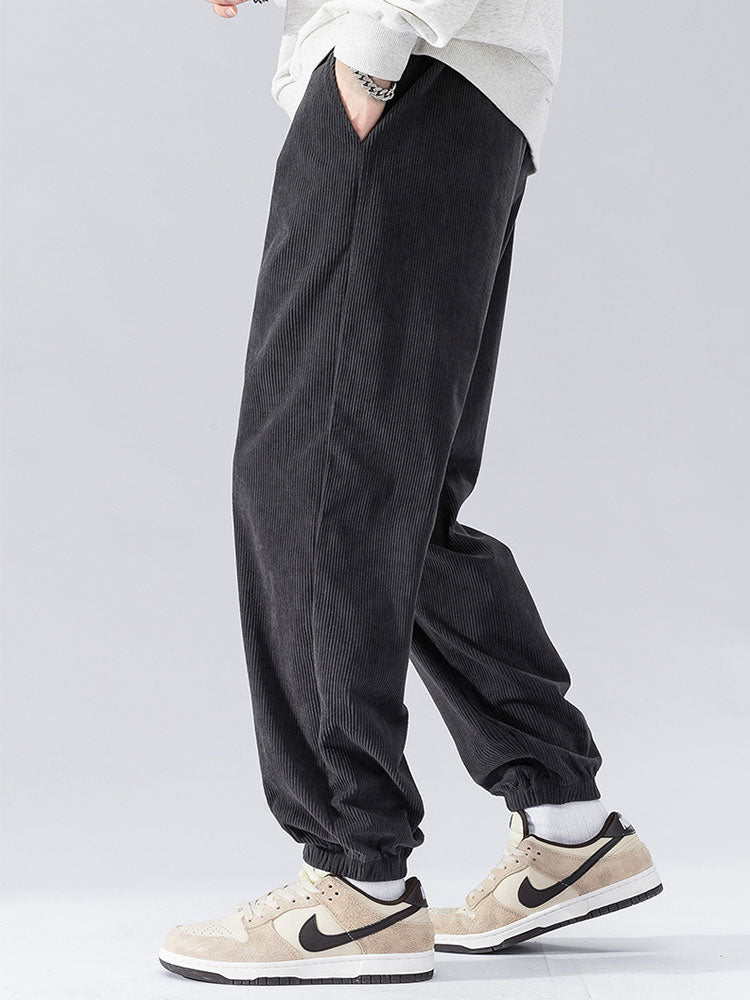 Drawstring Corduroy Joggers - Naturzy