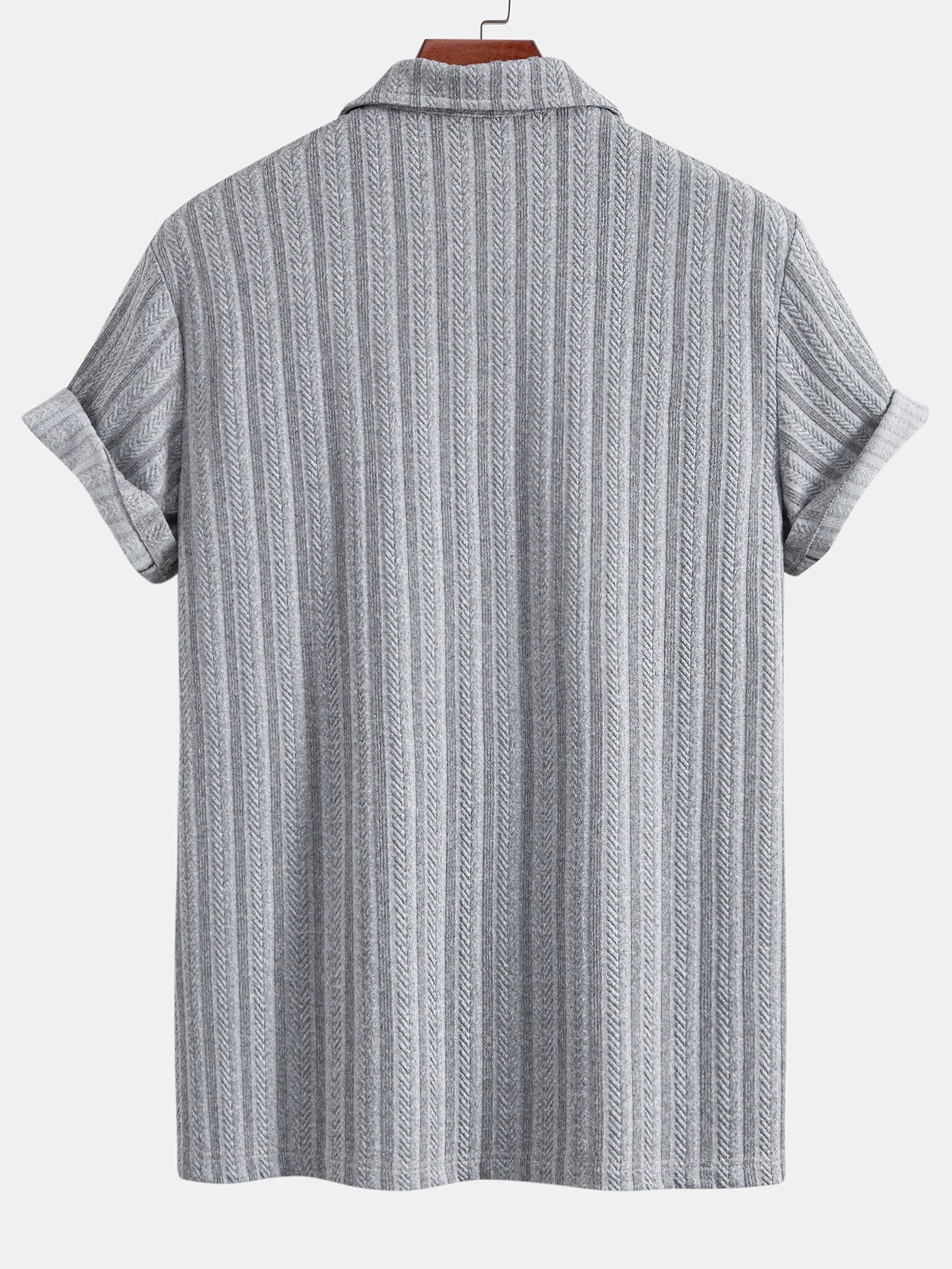 Wheat Ear Jacquard Polo Shirt - Naturzy