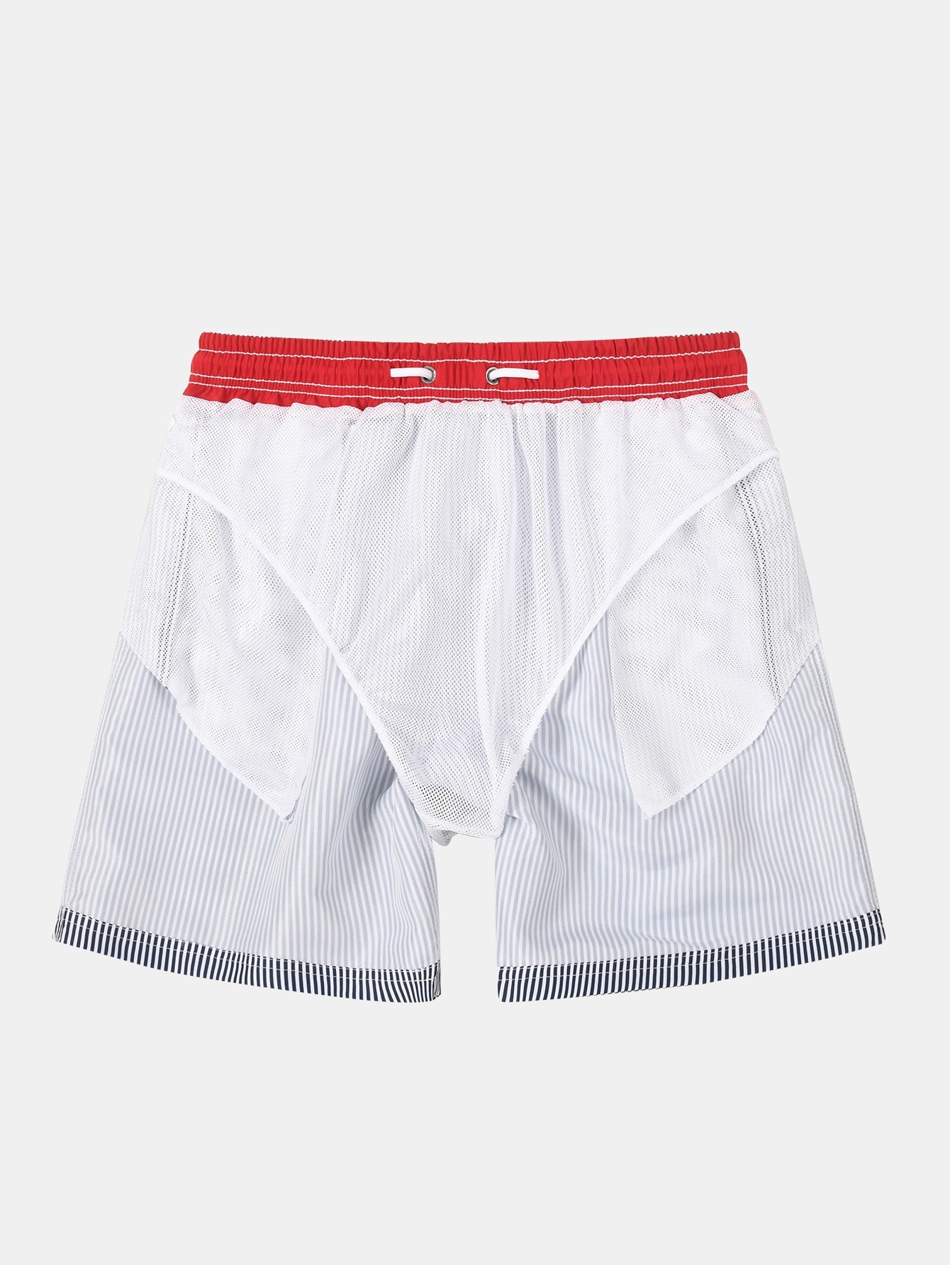 3 Pieces Vertical Striped Drawstring Swim Shorts - Naturzy