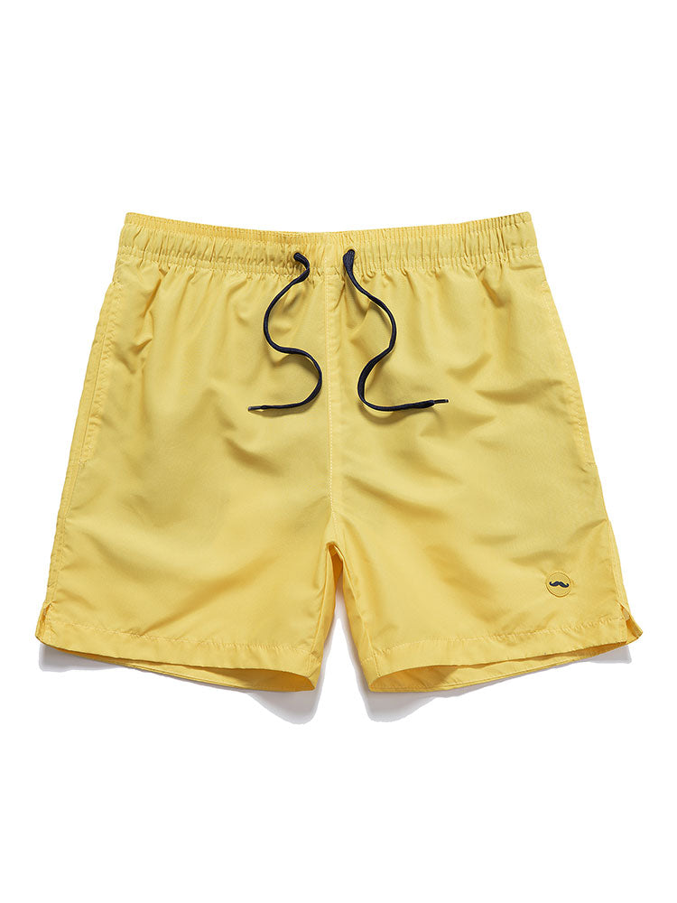Mustache Badge Drawstring Swim Shorts - Naturzy