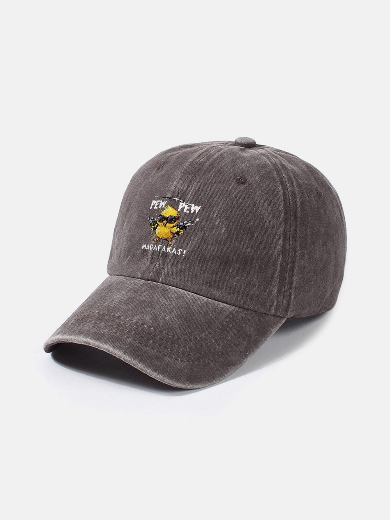 PEW PEW MADAFAKAS Chicken Pattern Casual Washed Cotton Baseball Cap - Naturzy