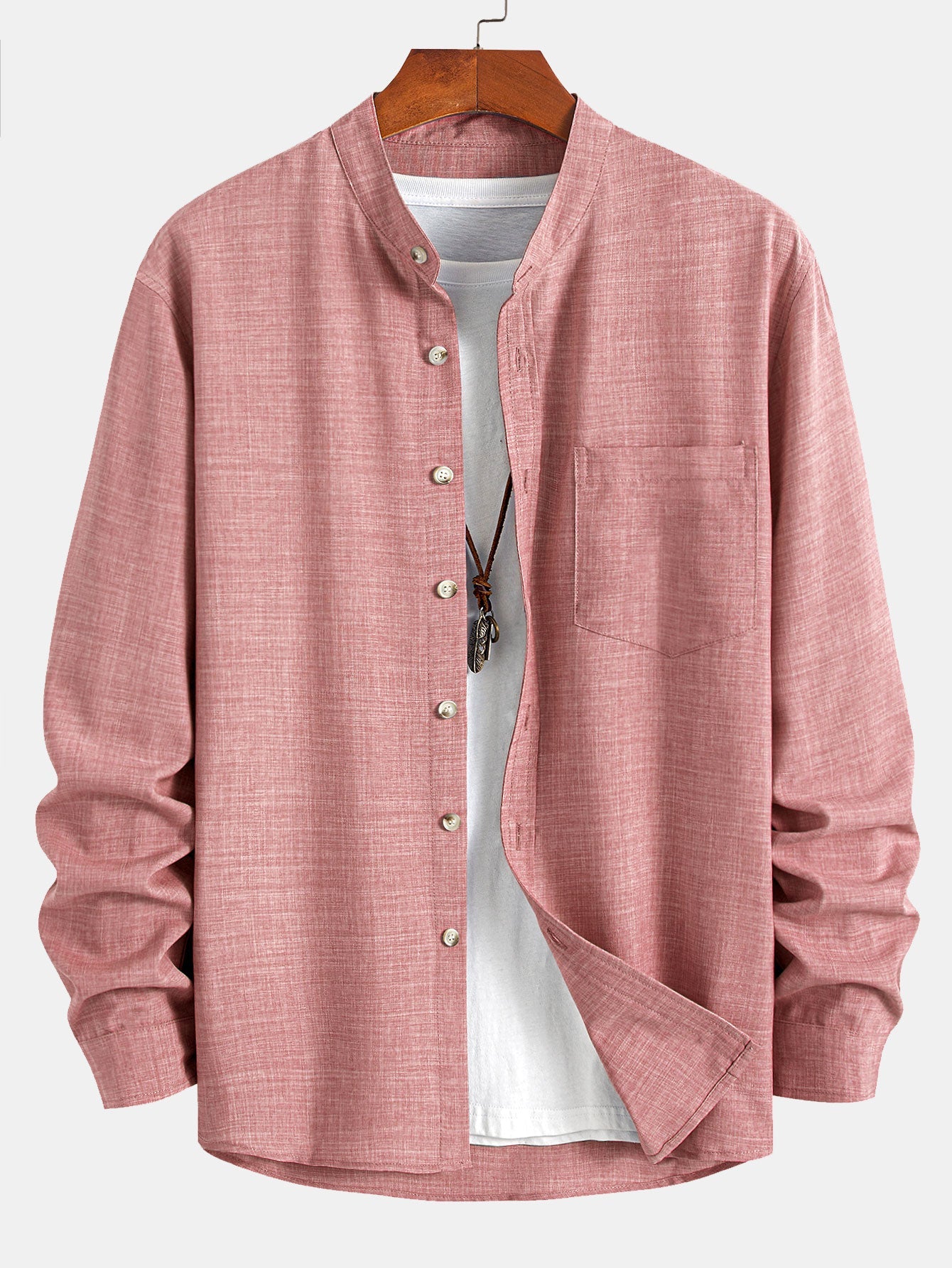 Long Sleeve Stand Collar Shirt - Naturzy