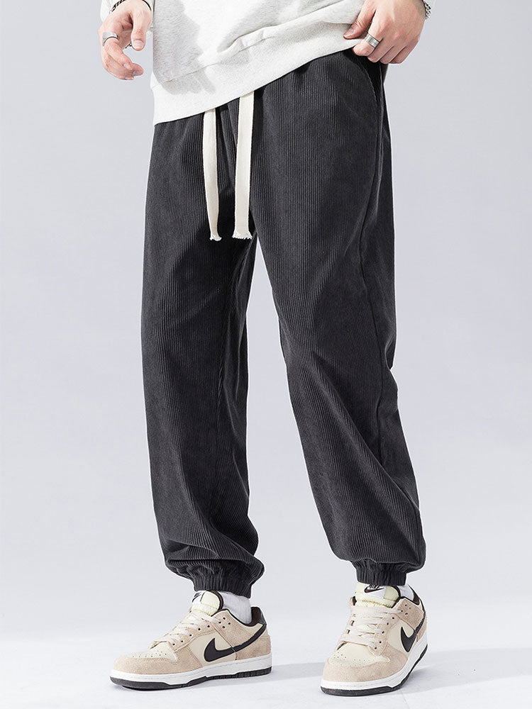 Drawstring Corduroy Joggers - Naturzy