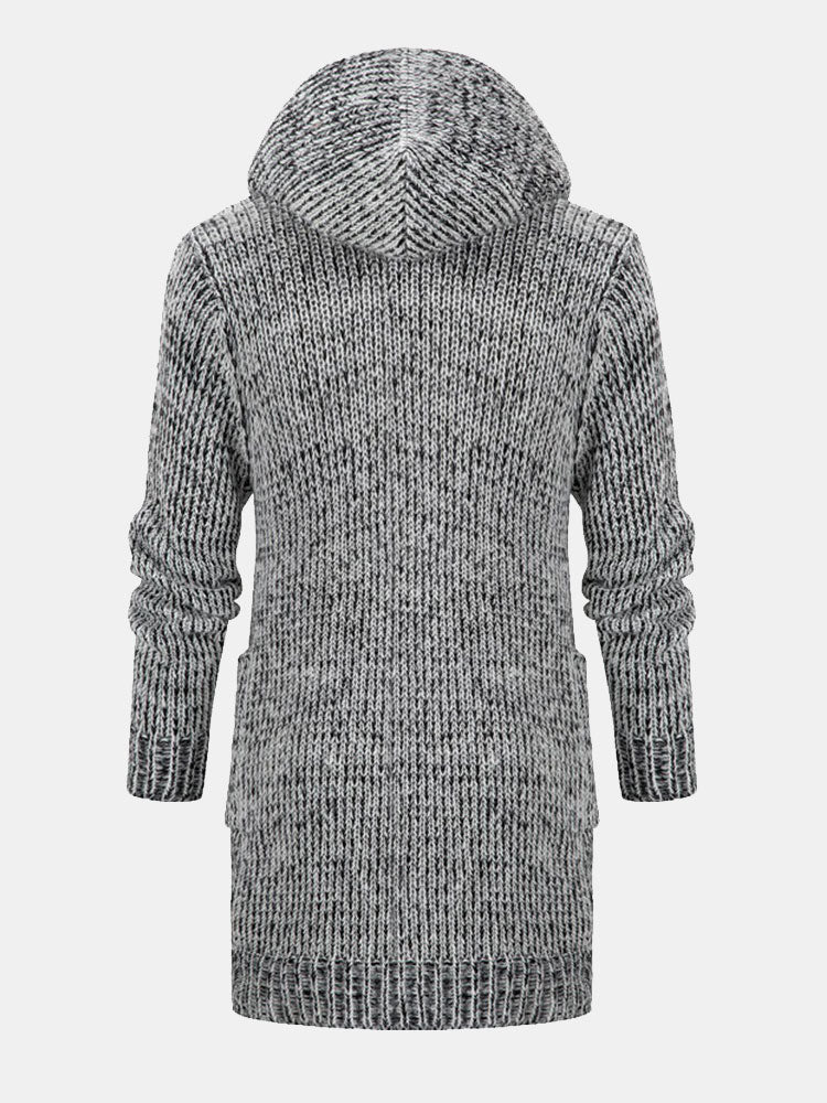 Long Line Knitted Hooded Cardigan - Naturzy