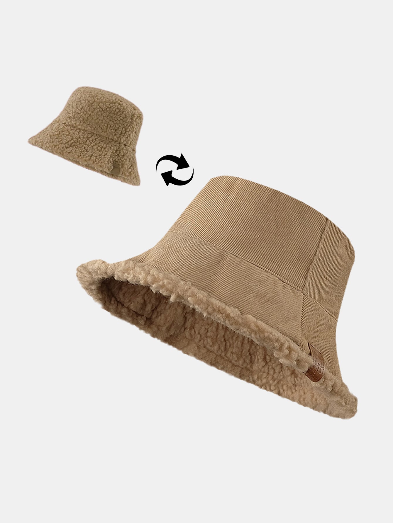 Thick And Warm Corduroy And Cashmere Splicing Multifunctional Soft Plush Bucket Cap Can Be Worn In Both Directions - Naturzy