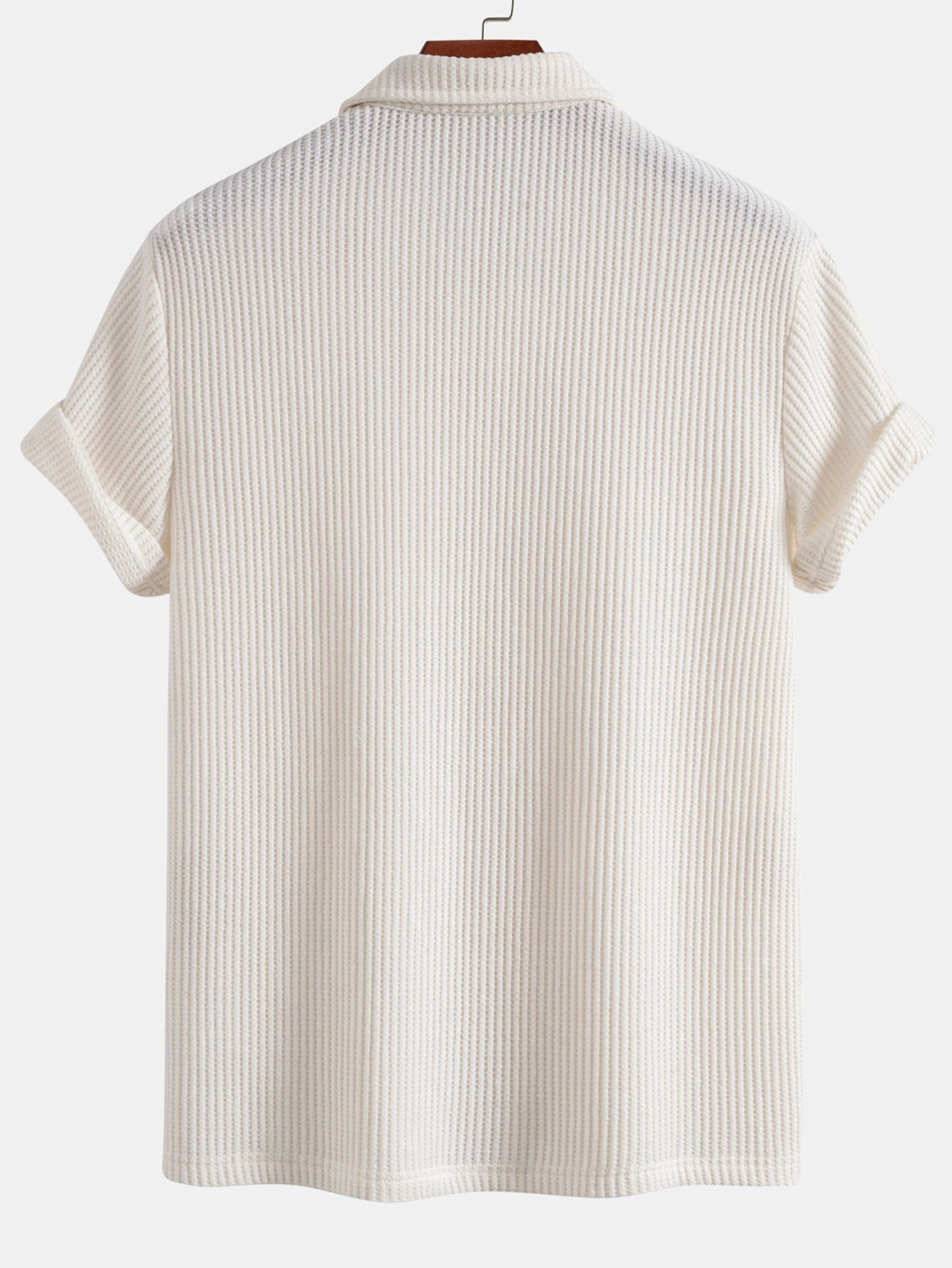 Short Sleeved Waffle V-neck Polo - Naturzy