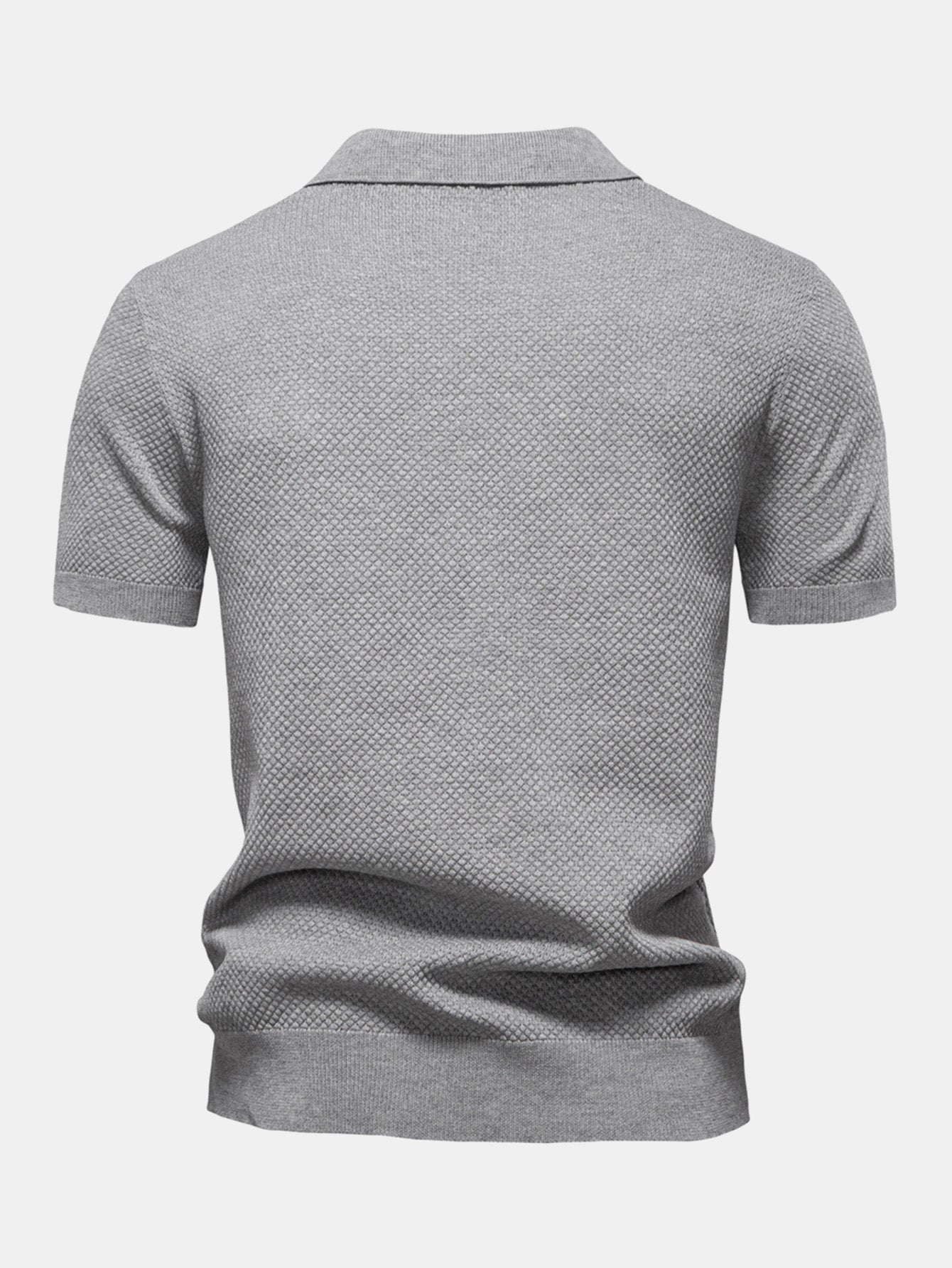 Pineapple Texture Knit V Neck Polo - Naturzy