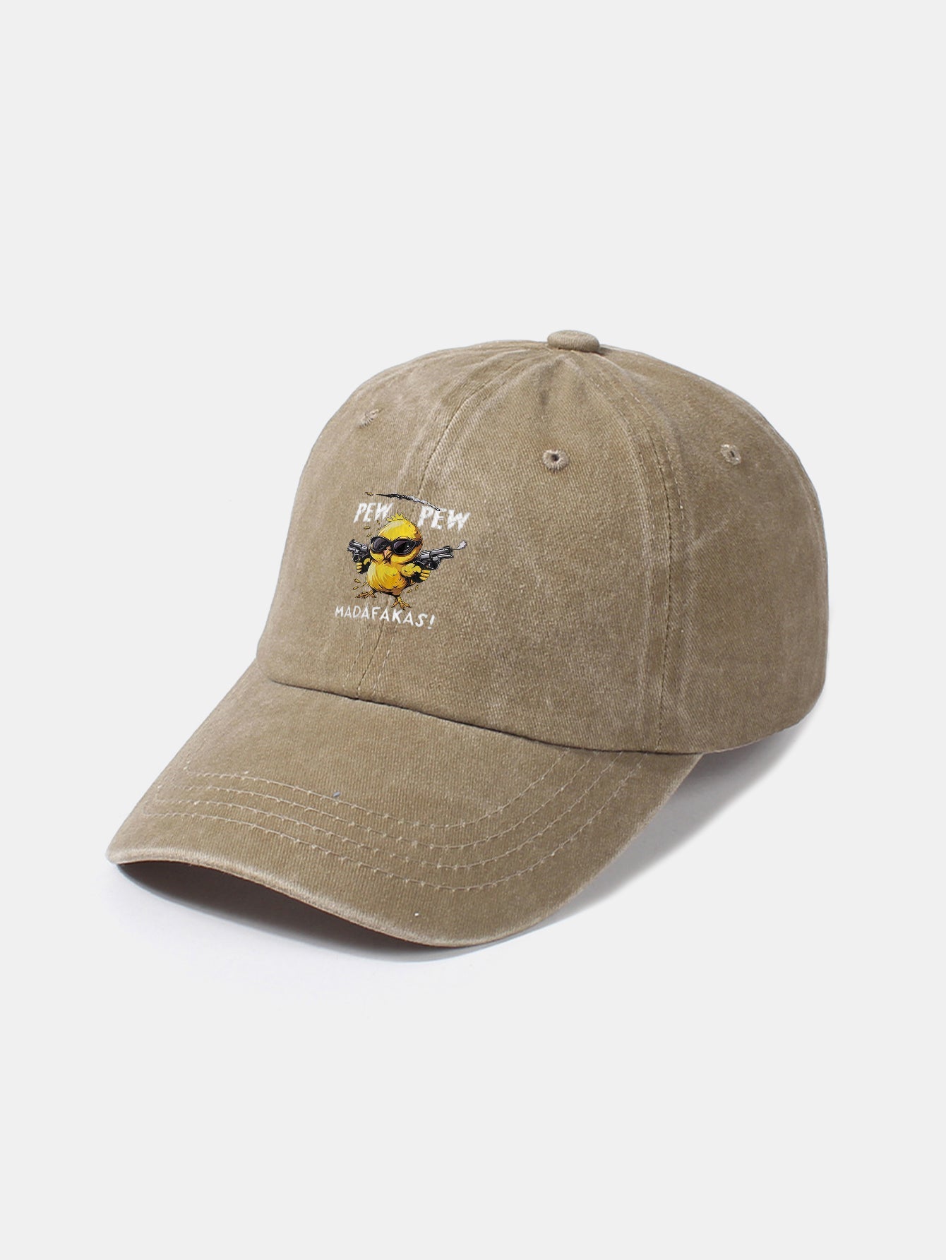 PEW PEW MADAFAKAS Chicken Pattern Casual Washed Cotton Baseball Cap - Naturzy