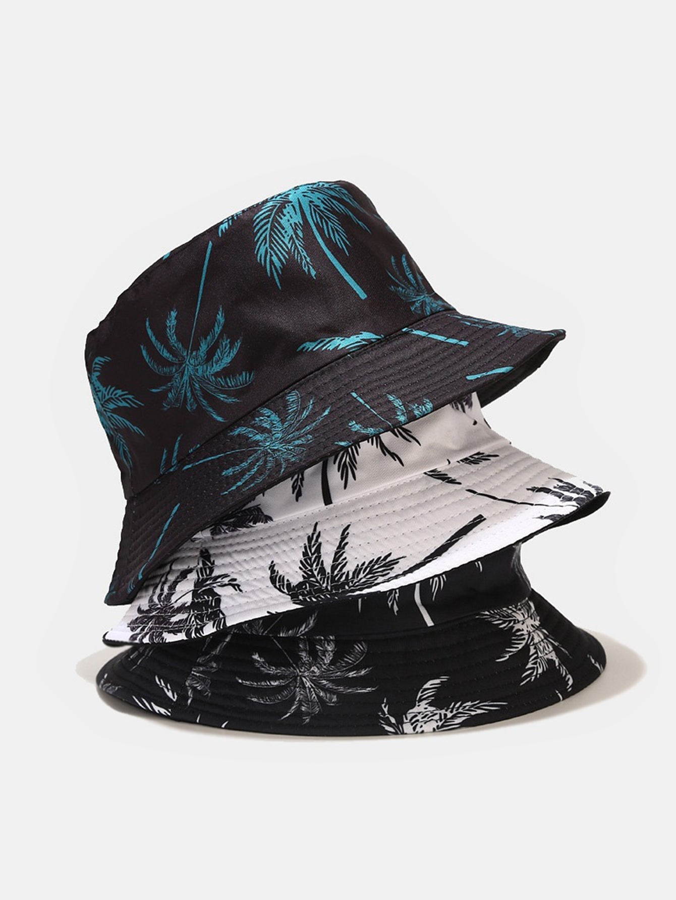 Double Side Reversible Palm Tree Pattern Bucket Hat - Naturzy