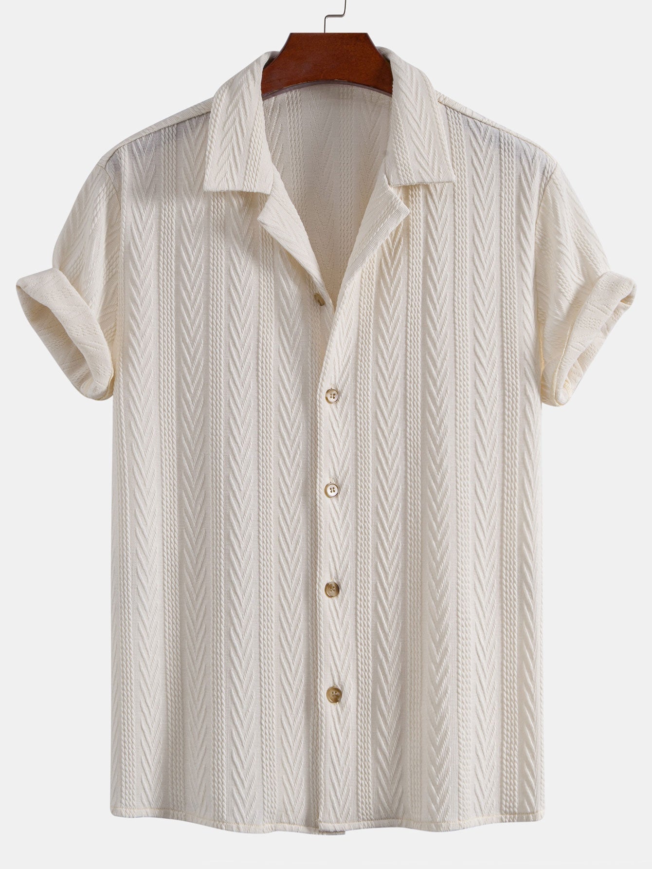 Texture Jacquard Cuban Shirt - Naturzy