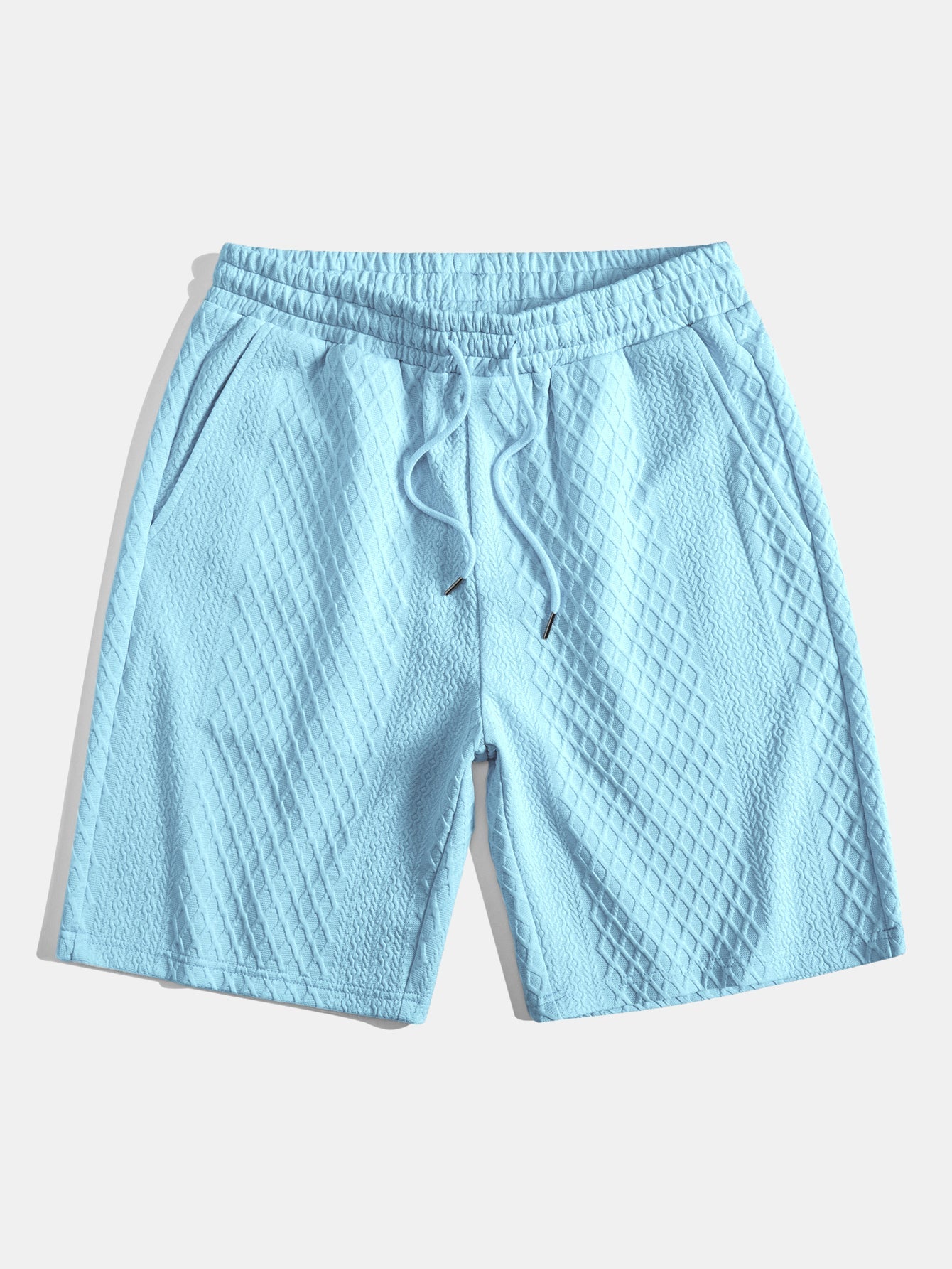Diamond Geometric Jacquard Drawstring Shorts - Naturzy