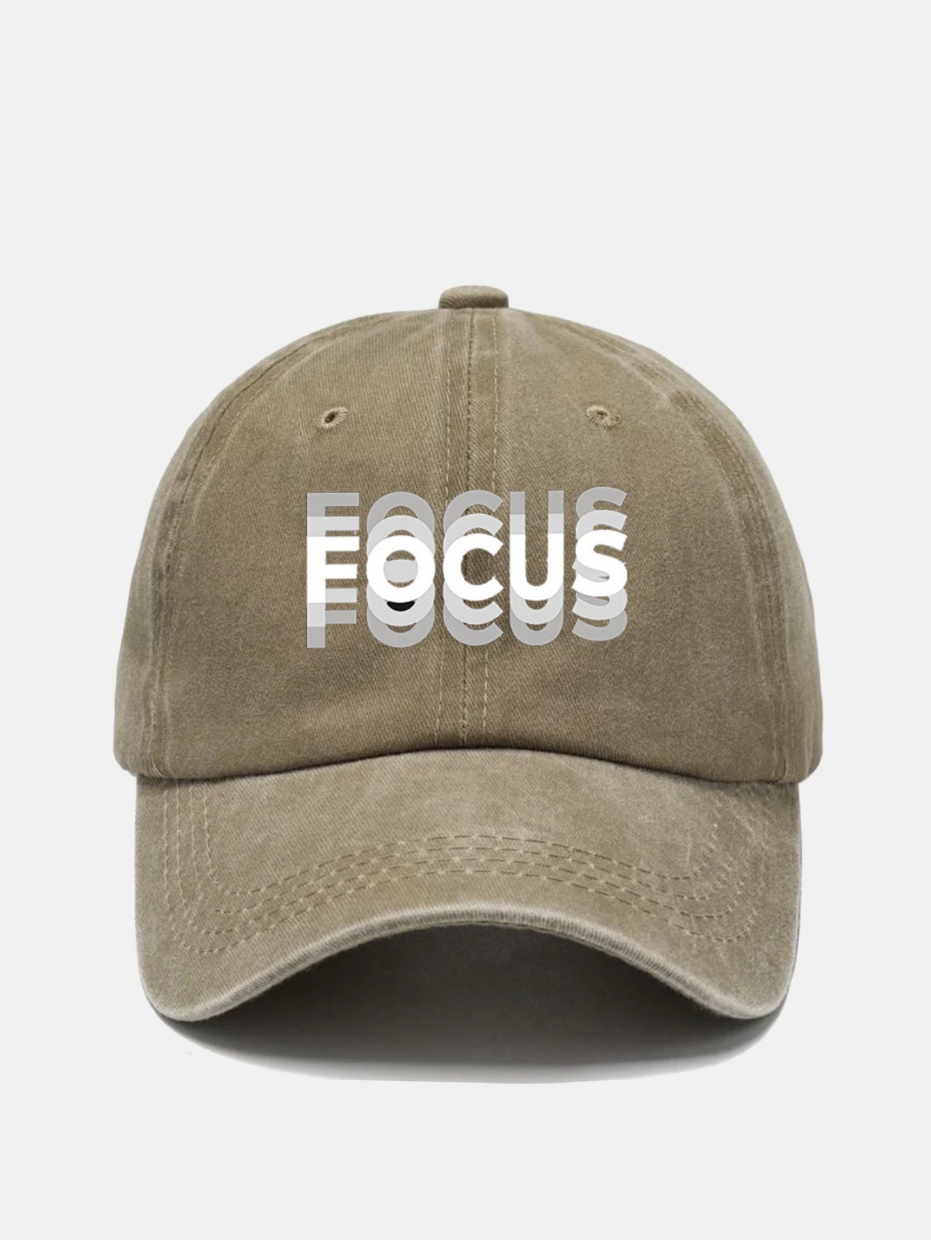 Focus Print Gradient Effect Washed Baseball Cap - Naturzy