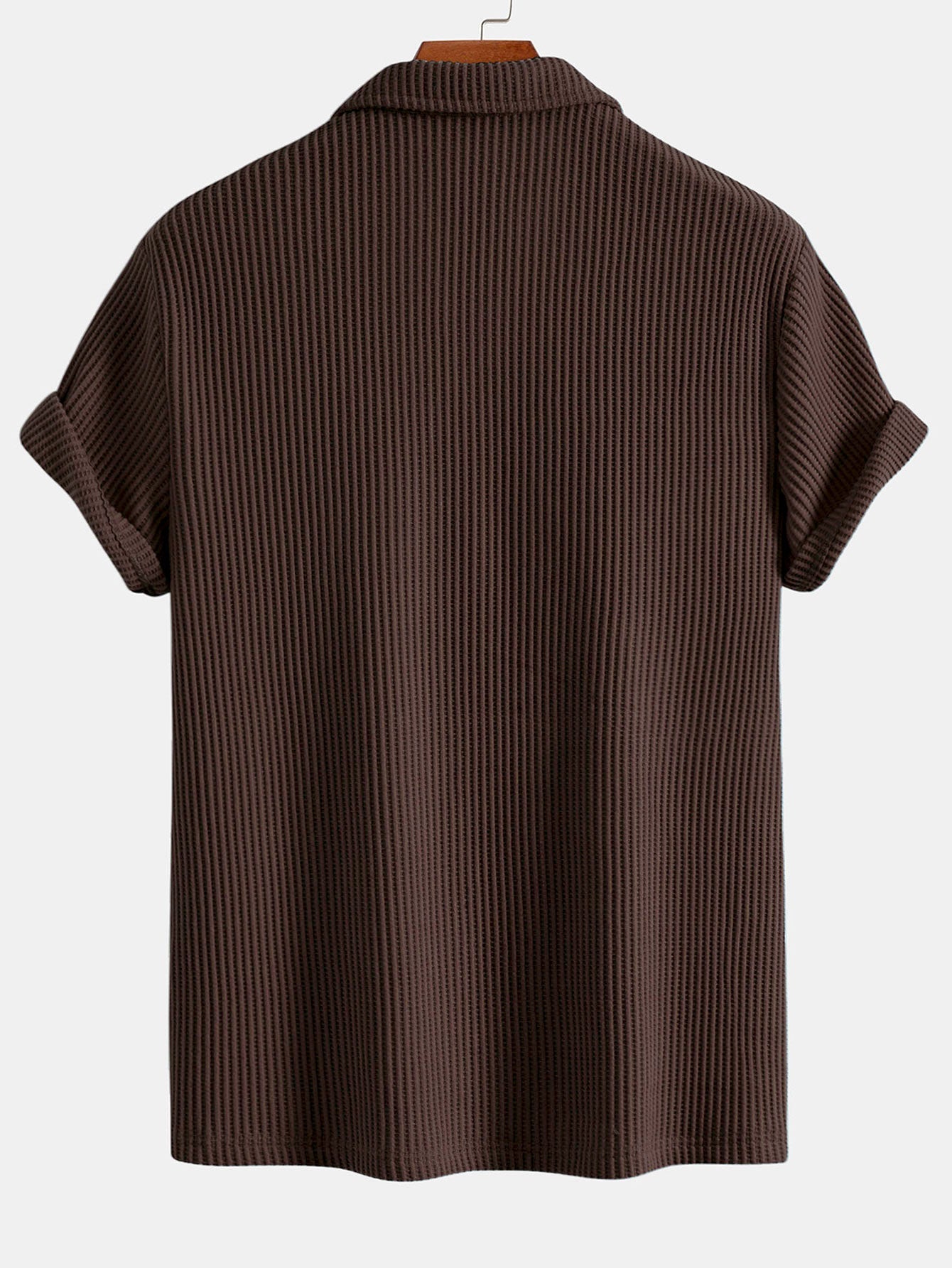Short Sleeved Waffle V-neck Polo - Naturzy