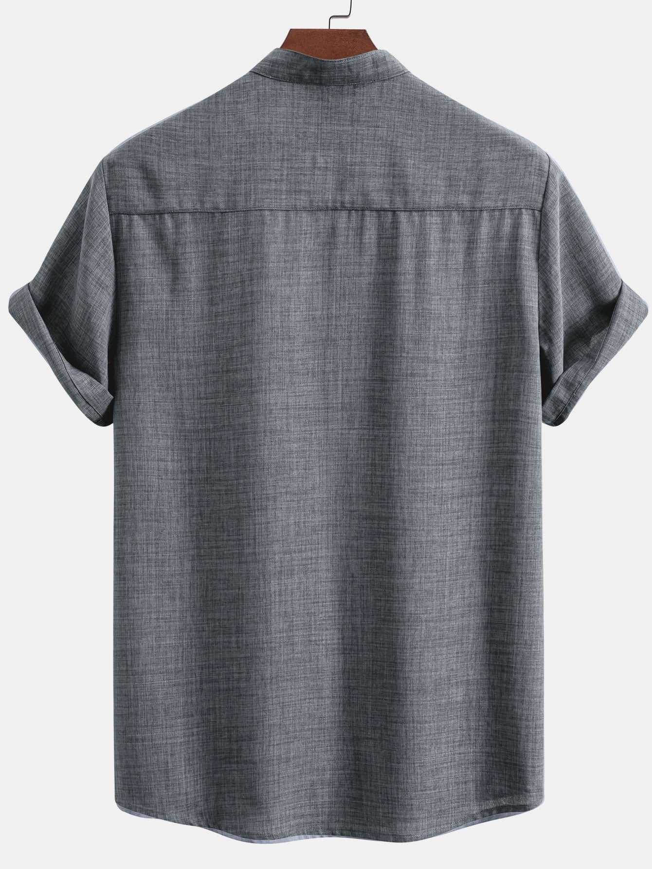 Short Sleeve Stand Collar Shirt - Naturzy