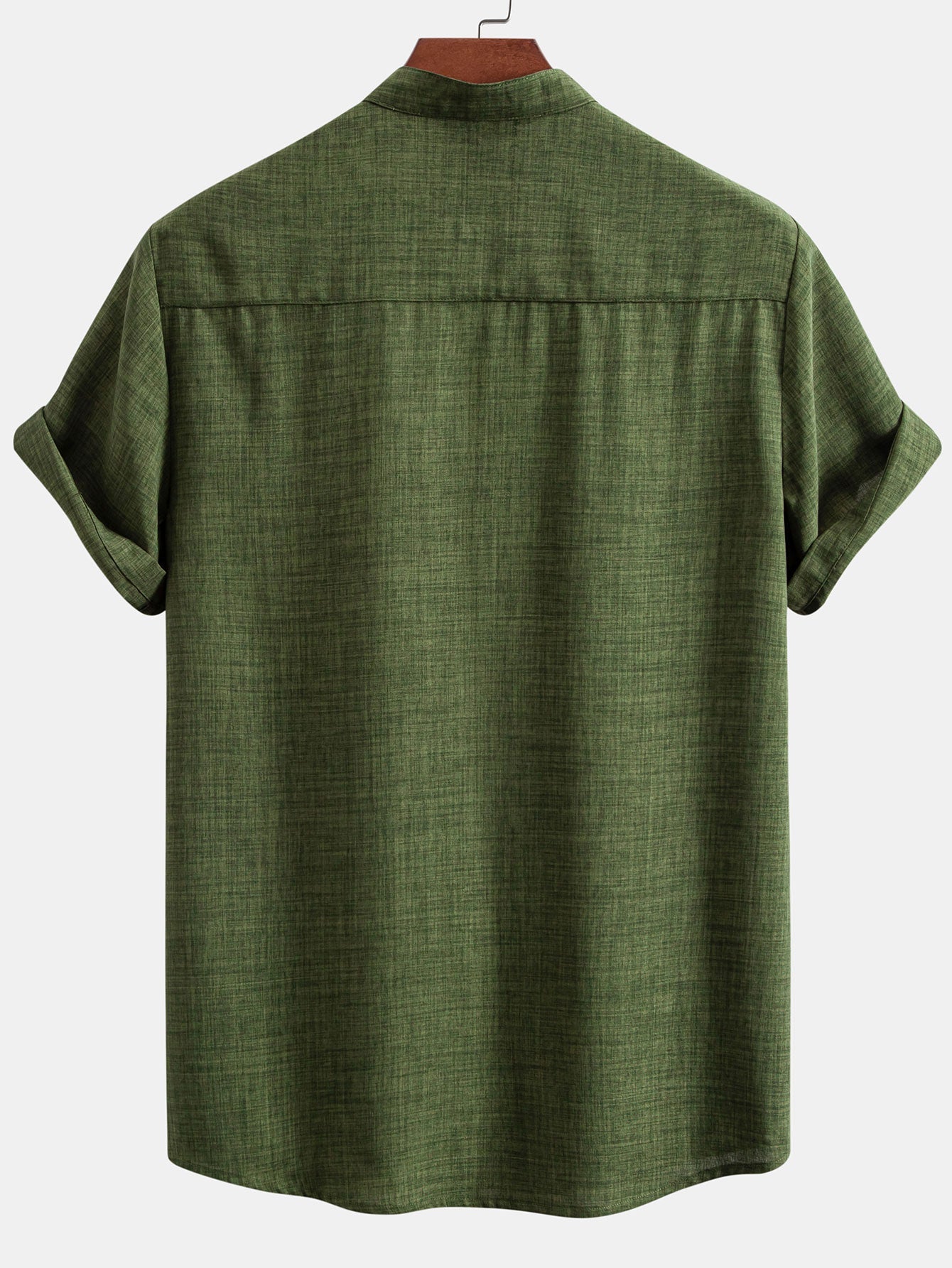 Short Sleeve Stand Collar Shirt - Naturzy