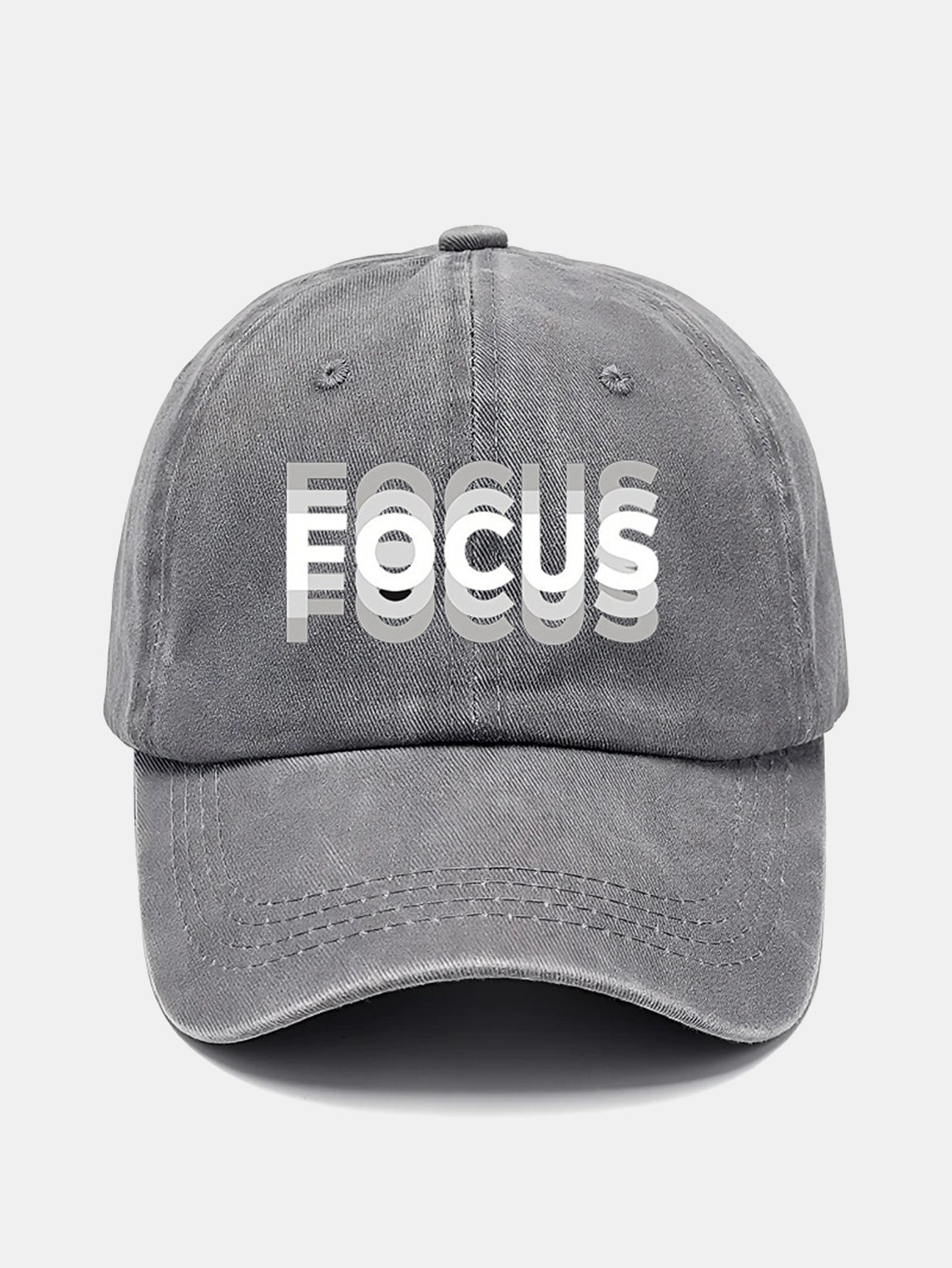 Focus Print Gradient Effect Washed Baseball Cap - Naturzy