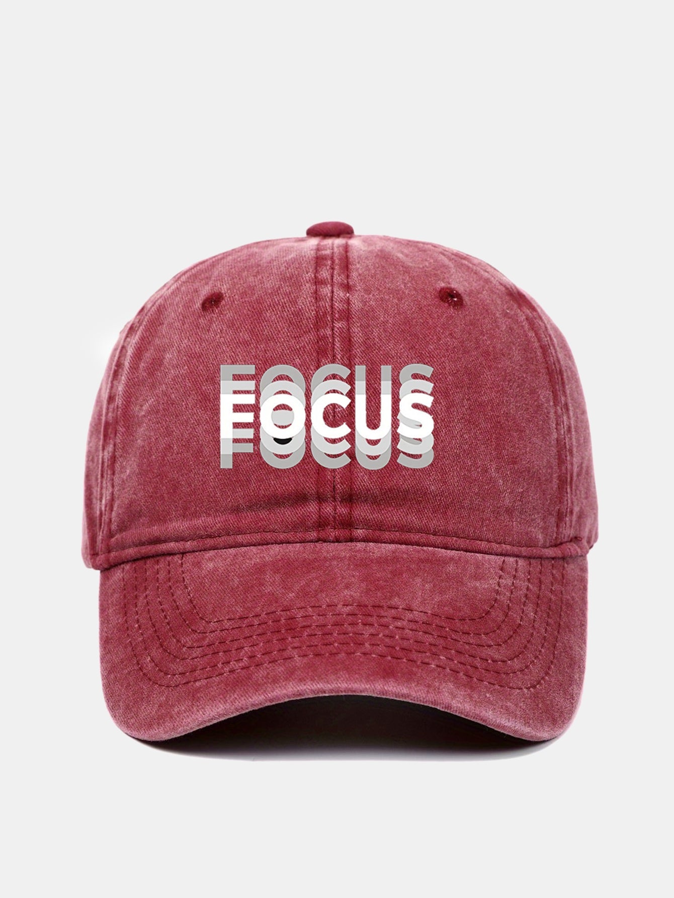 Focus Print Gradient Effect Washed Baseball Cap - Naturzy