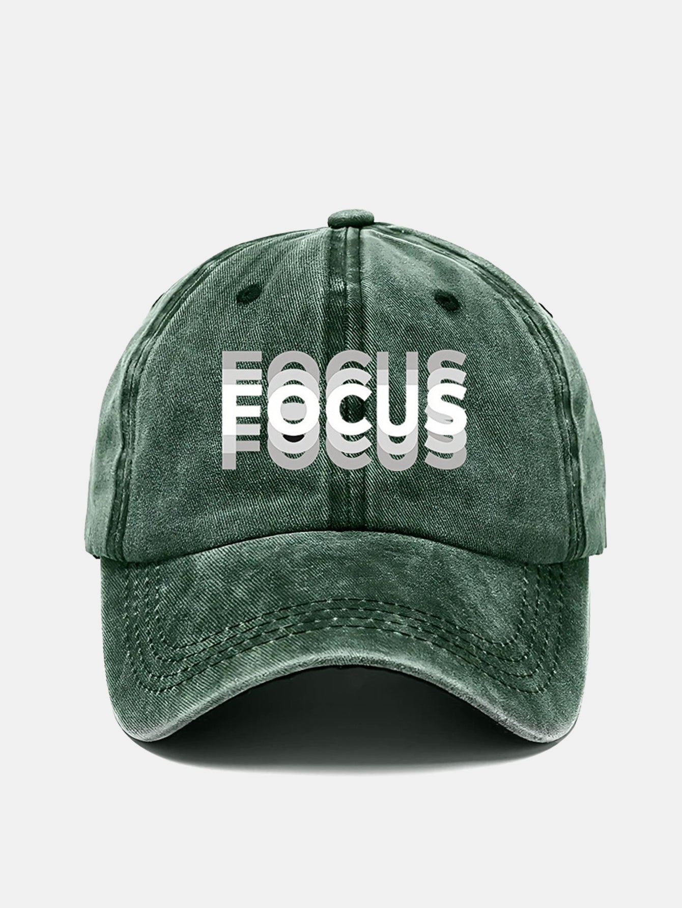 Focus Print Gradient Effect Washed Baseball Cap - Naturzy