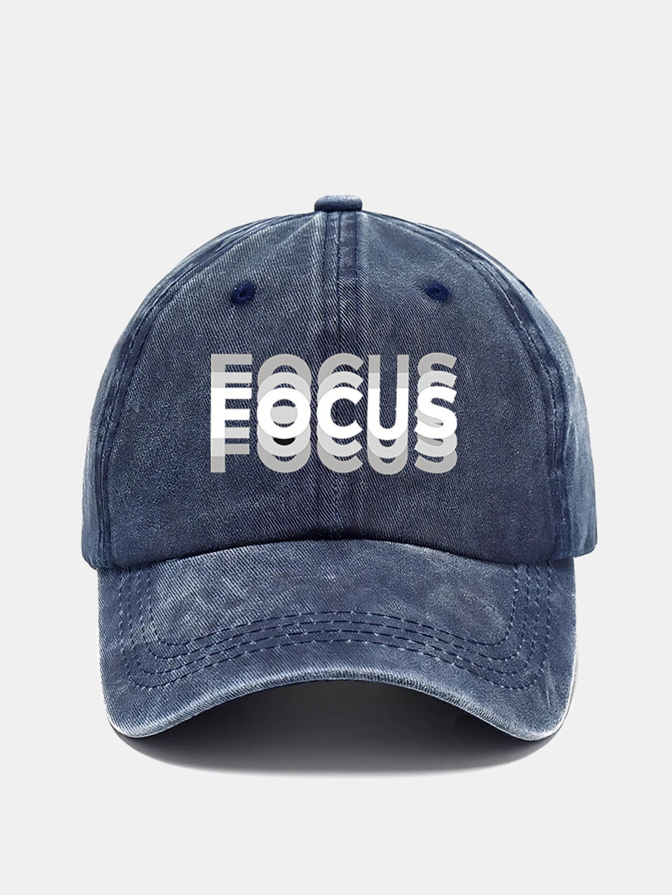 Focus Print Gradient Effect Washed Baseball Cap - Naturzy