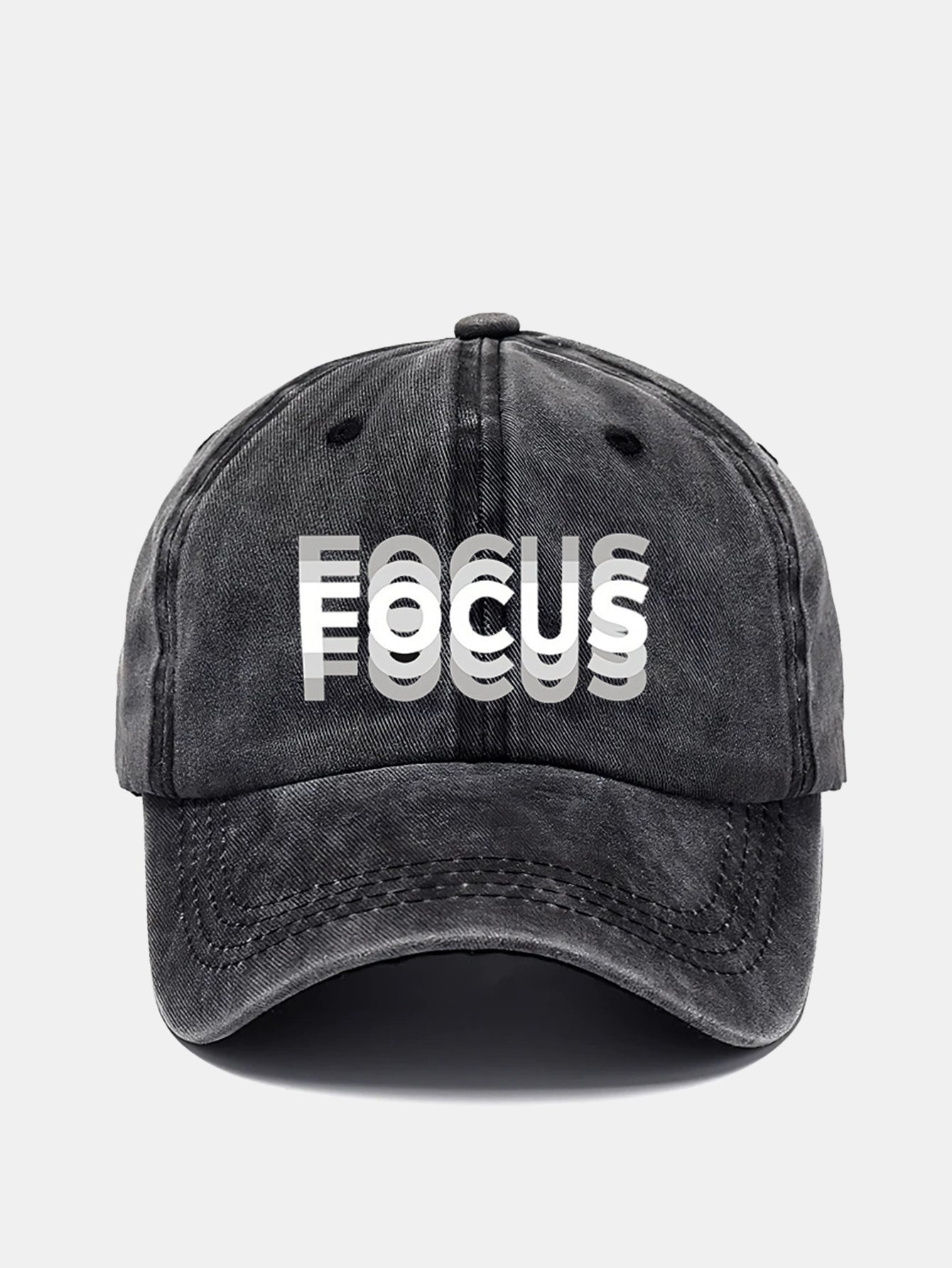 Focus Print Gradient Effect Washed Baseball Cap - Naturzy
