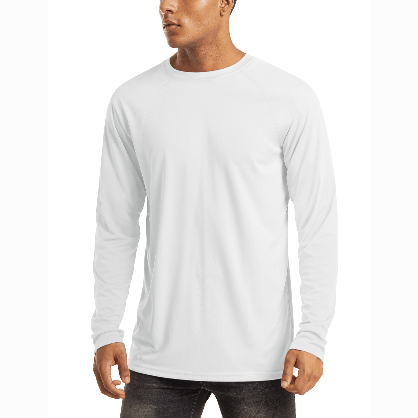 NATURZY-Men's Long Sleeve UPF 50+ UV Sun Protection Athletic for Hiking Running Workout Shirt