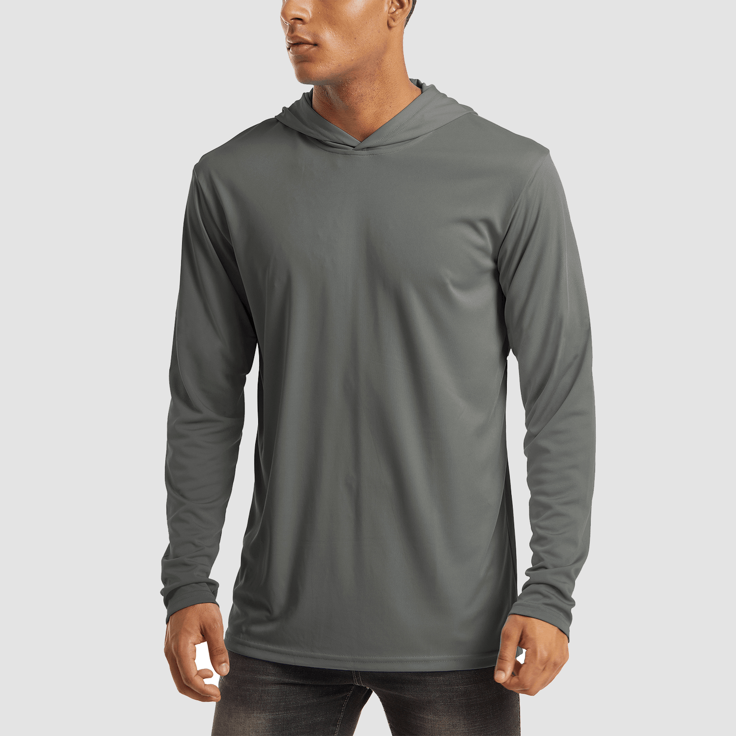 Men's Hooded UPF 50+ Sun Protection Long Sleeve Athletic Fishing Shirts