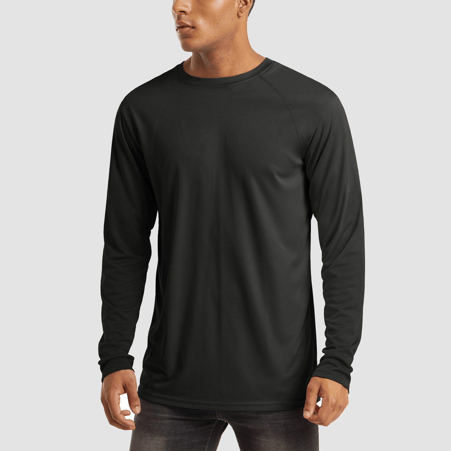 NATURZY-Men's Long Sleeve UPF 50+ UV Sun Protection Athletic for Hiking Running Workout Shirt