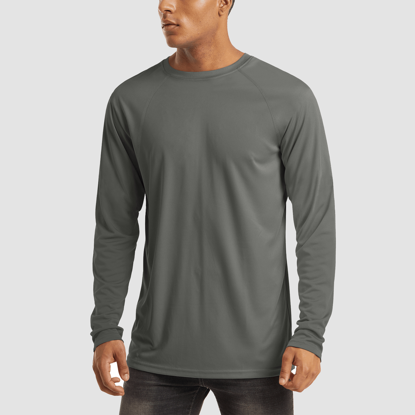 NATURZY-Men's Long Sleeve UPF 50+ UV Sun Protection Athletic for Hiking Running Workout Shirt