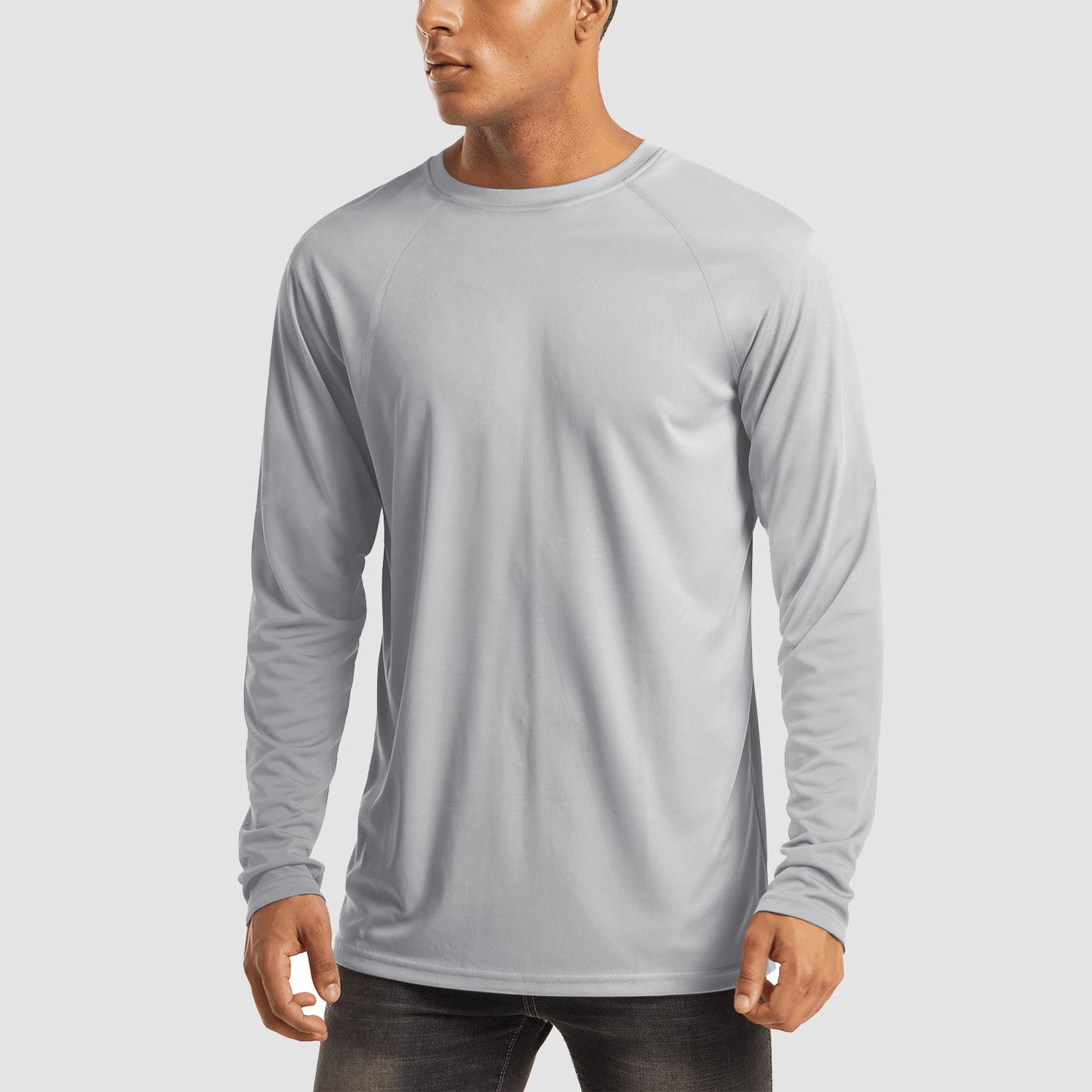 NATURZY-Men's Long Sleeve UPF 50+ UV Sun Protection Athletic for Hiking Running Workout Shirt