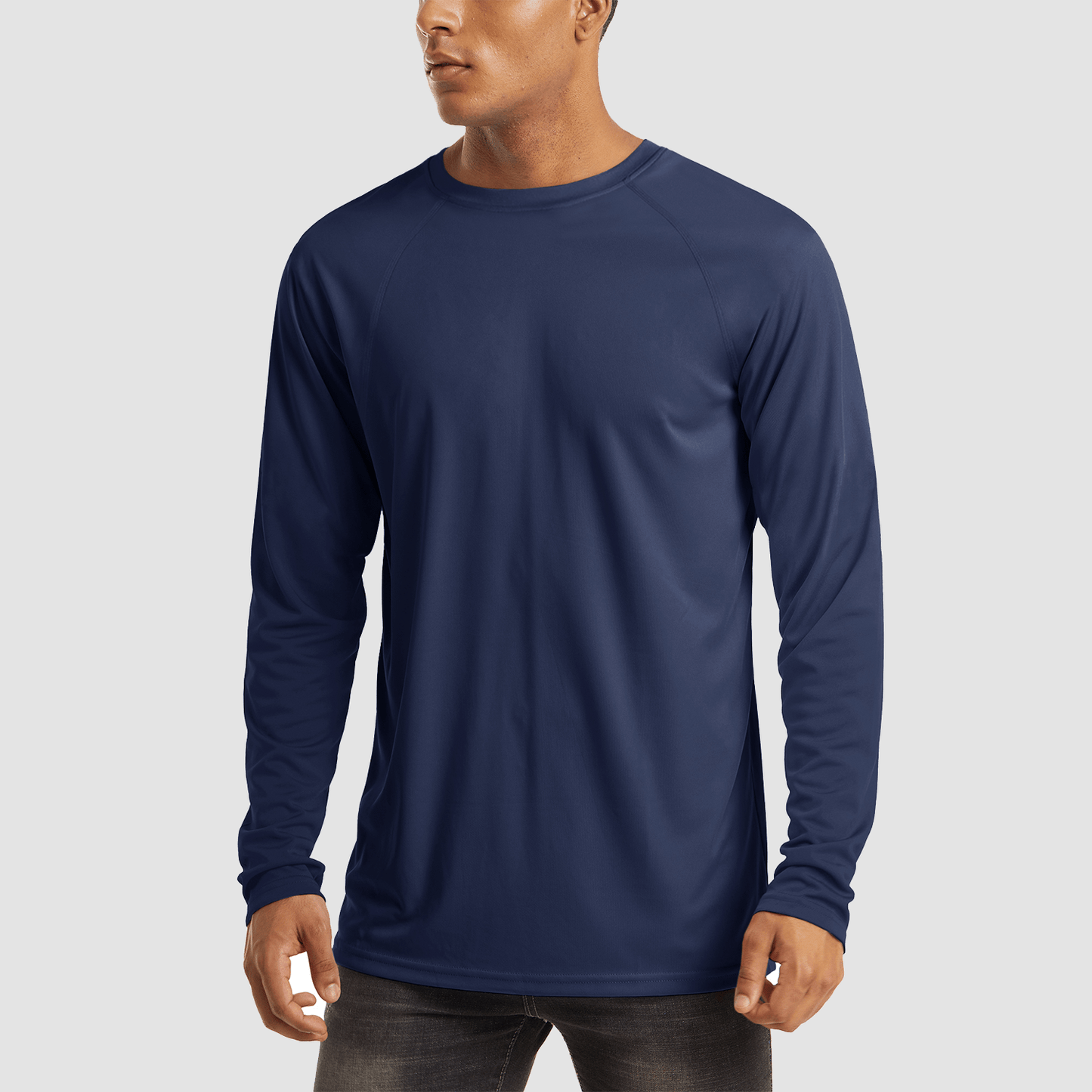 NATURZY-Men's Long Sleeve UPF 50+ UV Sun Protection Athletic for Hiking Running Workout Shirt