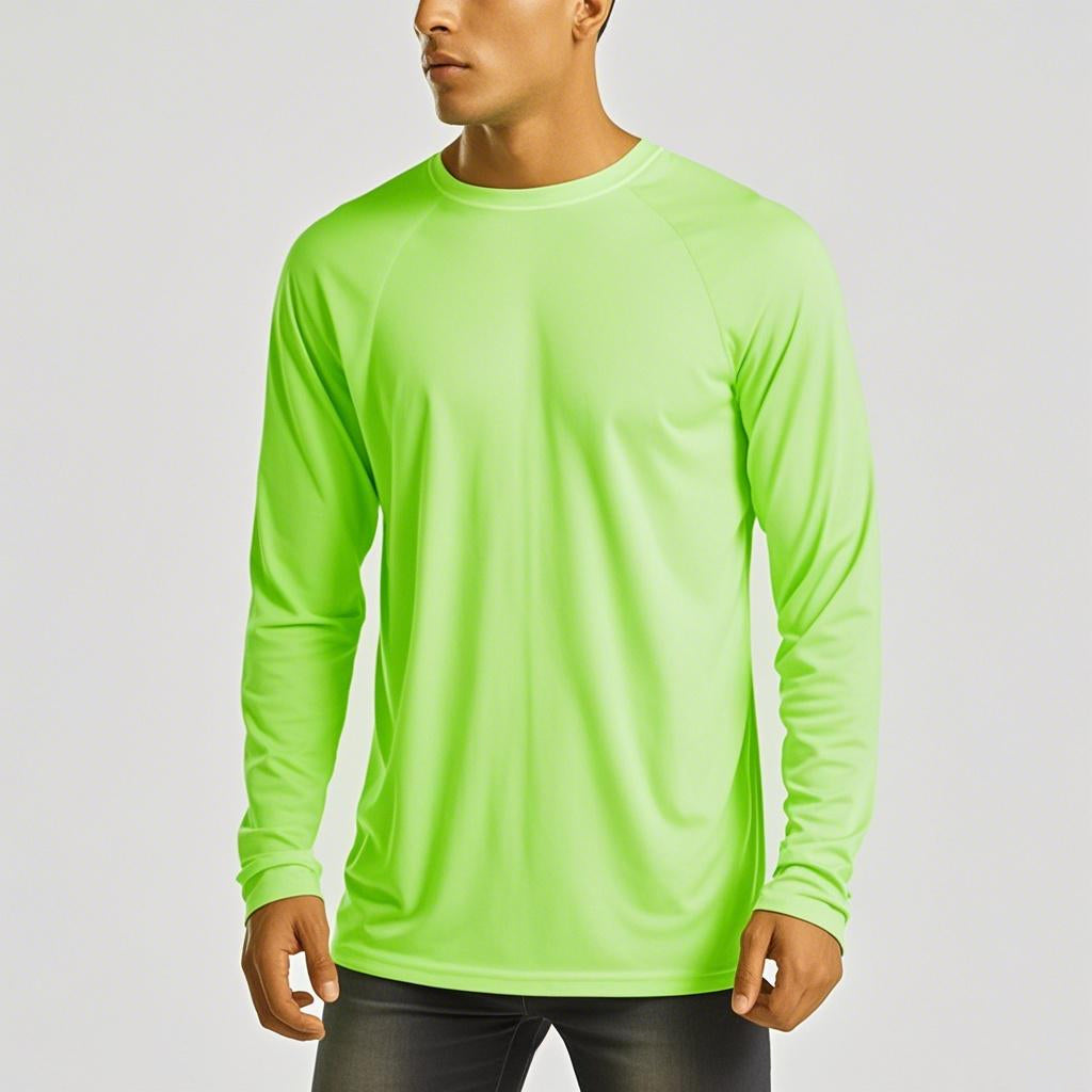 NATURZY-Men's Long Sleeve UPF 50+ UV Sun Protection Athletic for Hiking Running Workout Shirt