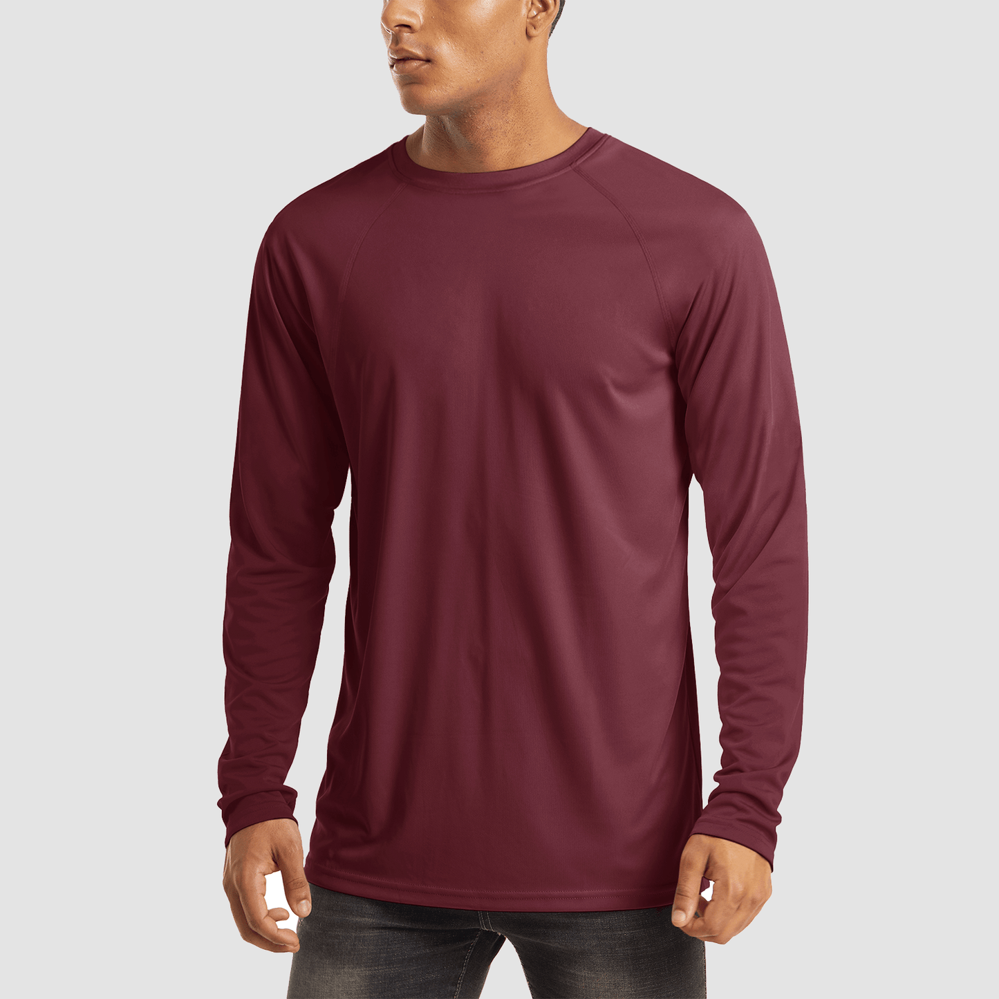NATURZY-Men's Long Sleeve UPF 50+ UV Sun Protection Athletic for Hiking Running Workout Shirt