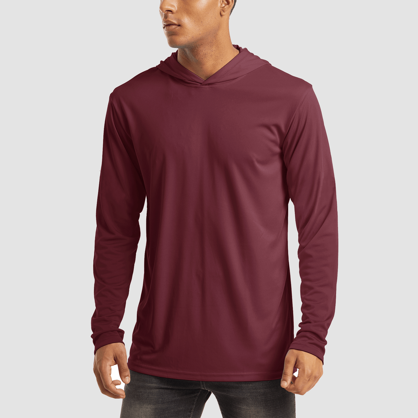 Men's Hooded UPF 50+ Sun Protection Long Sleeve Athletic Fishing Shirts