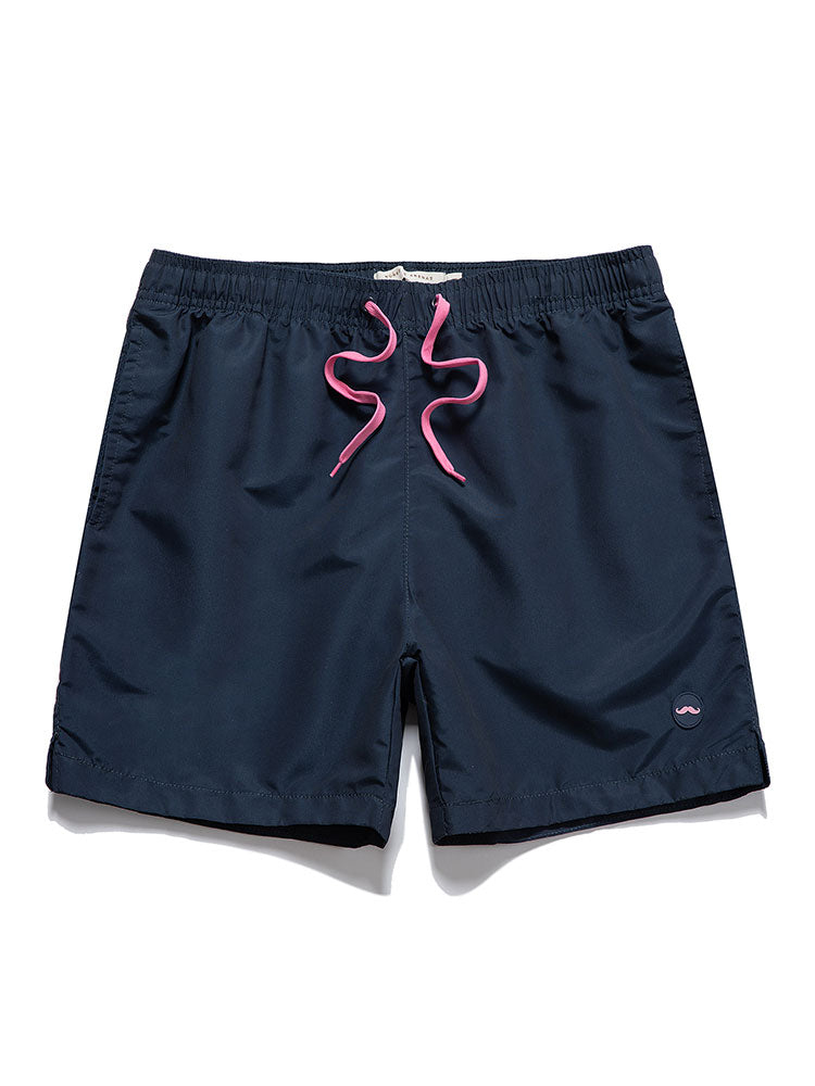 Mustache Badge Drawstring Swim Shorts - Naturzy