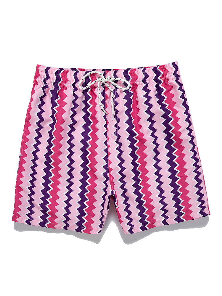 Zigzag Print Swim Shorts - Naturzy