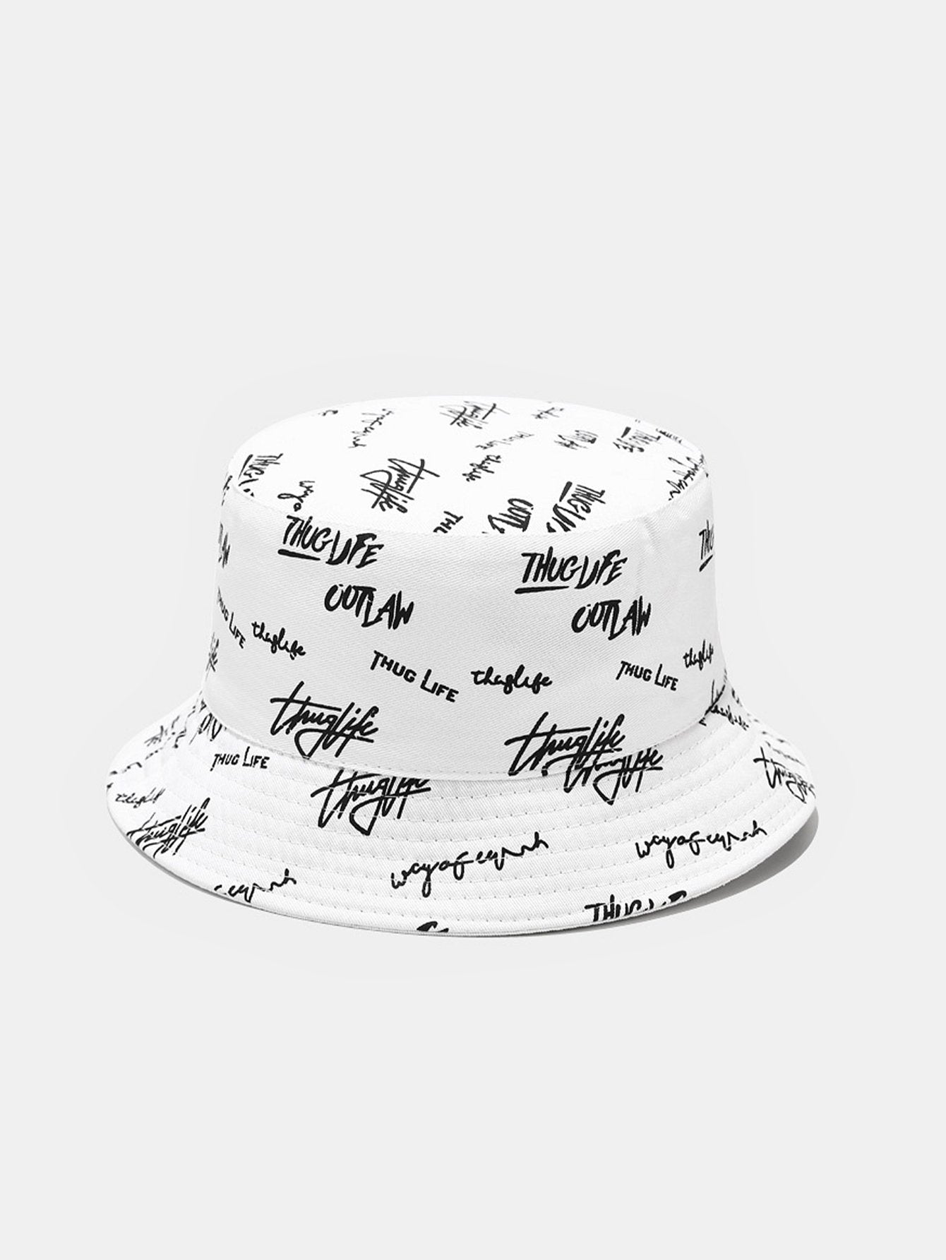 Double Side Reversible Slogan Pattern Bucket Hat - Naturzy