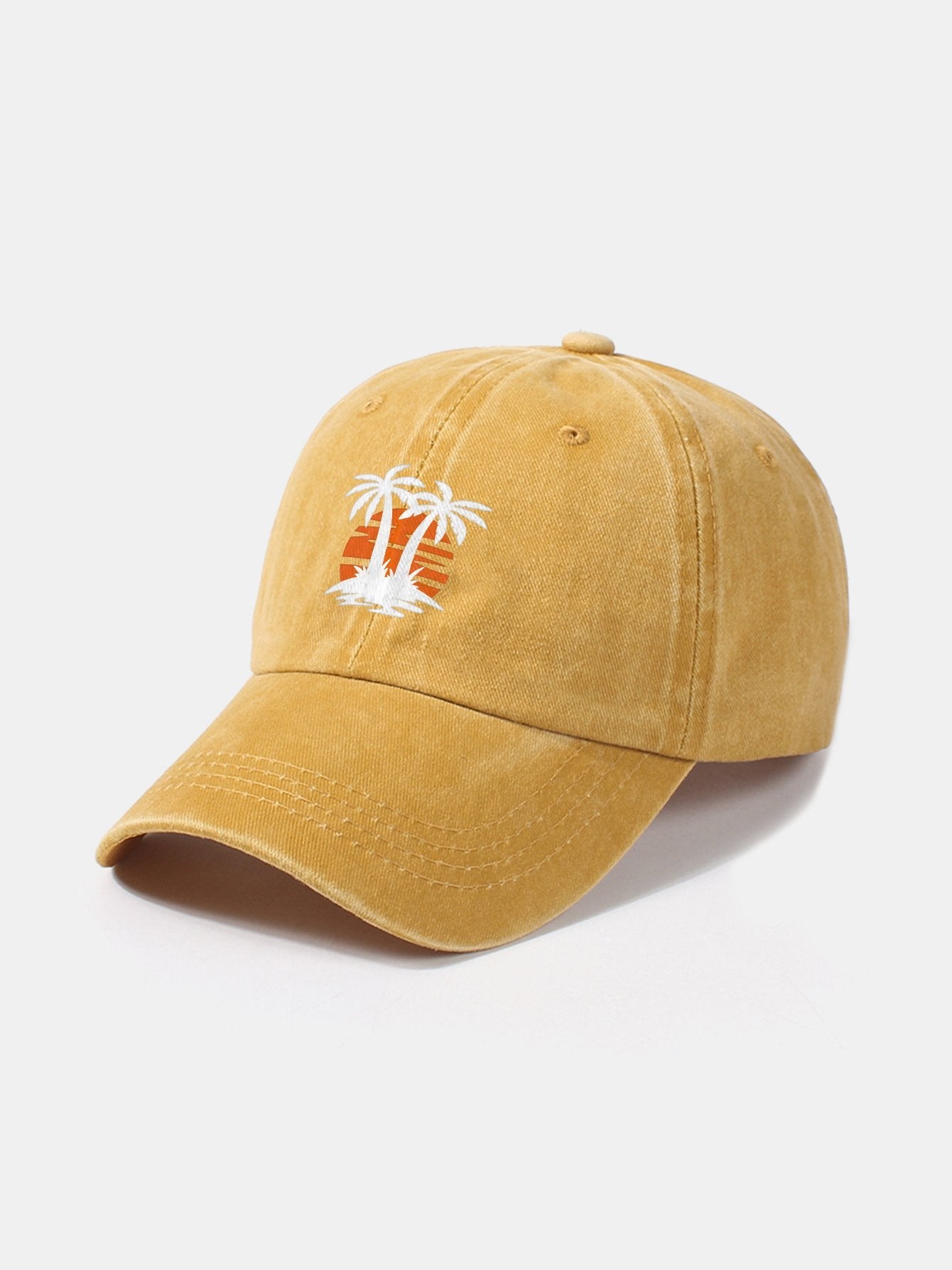 Coconut tree sunset pattern classic retro washed cotton casual baseball cap - Naturzy
