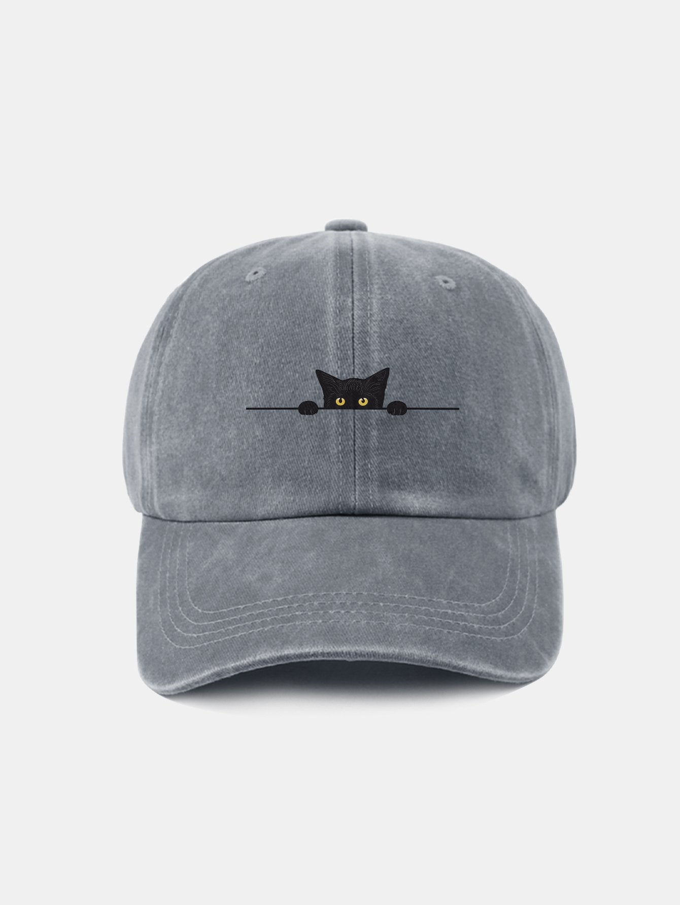 Black Cat Pattern Classic Retro Washed Distressed Cotton Baseball Cap - Naturzy