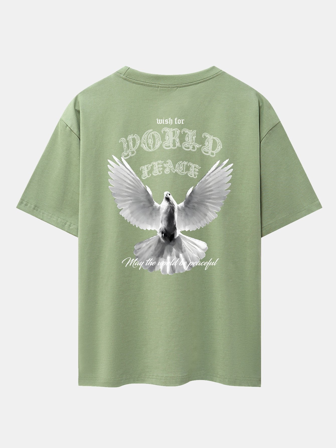 Dove Of Peace Back Print Drop Shoulder Oversize T-Shirt - Naturzy