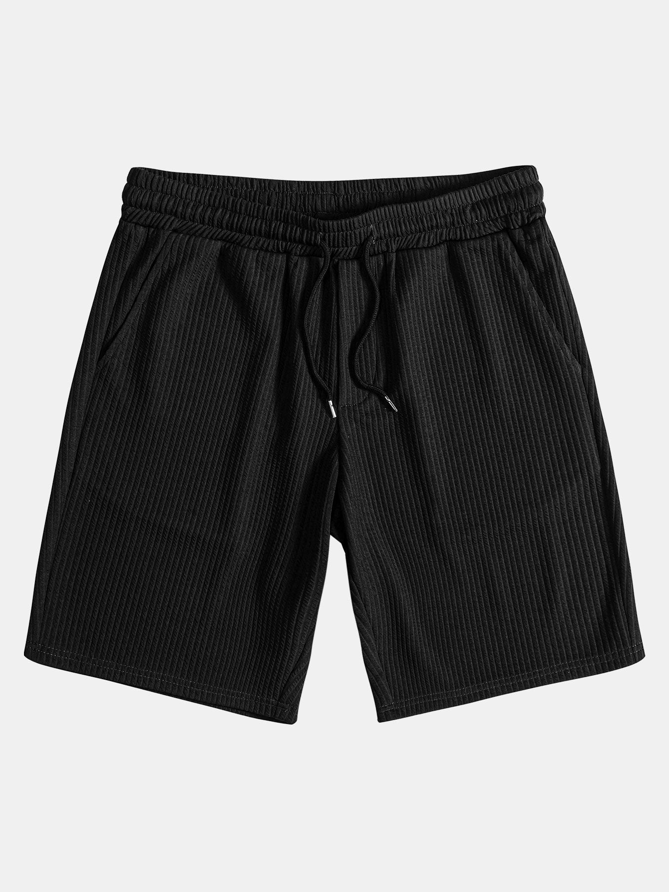 Drawstring Ribbed Shorts - Naturzy