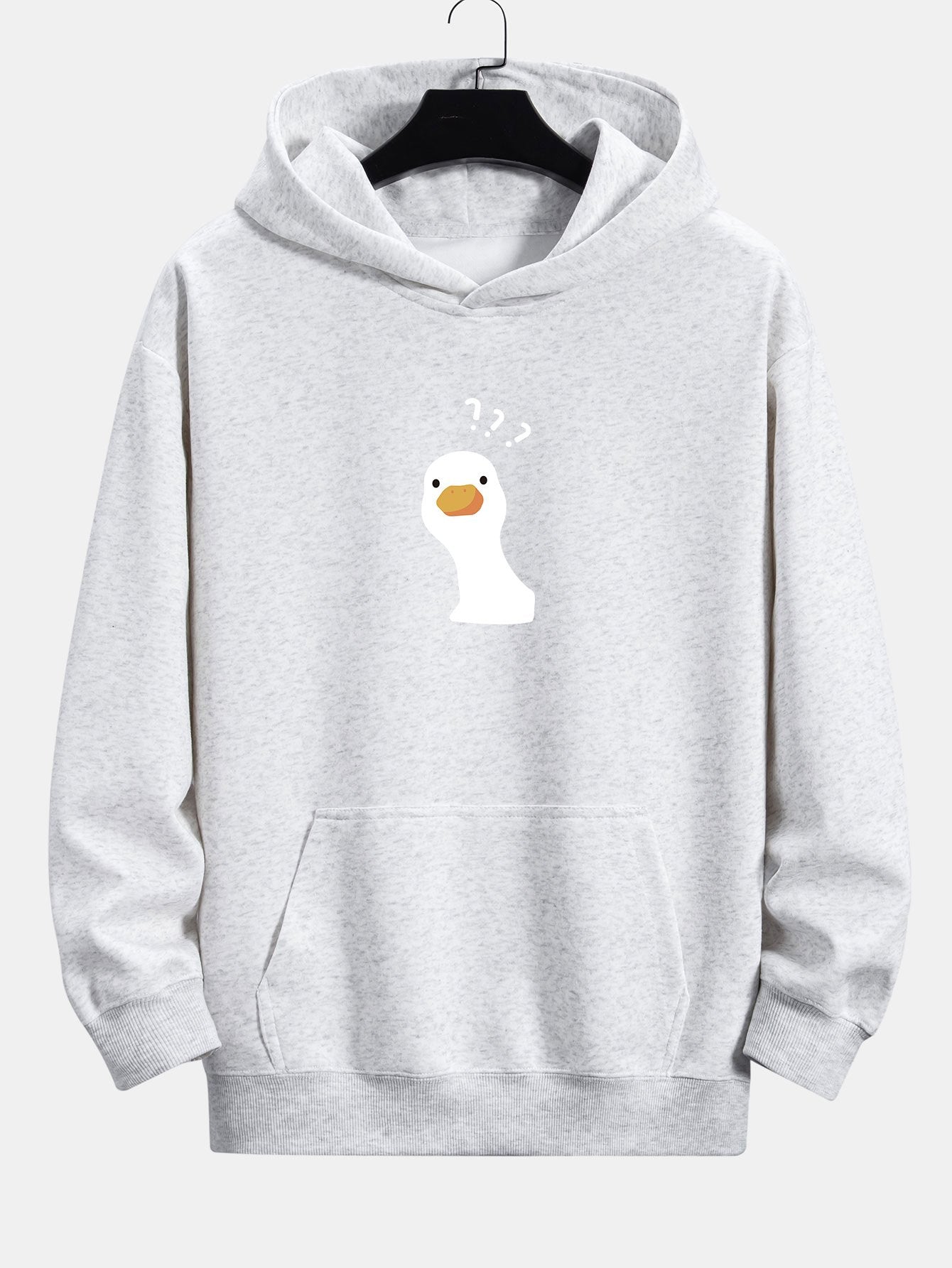 Question Mark Doubtful Duck Print Relax Fit Hoodie - Naturzy