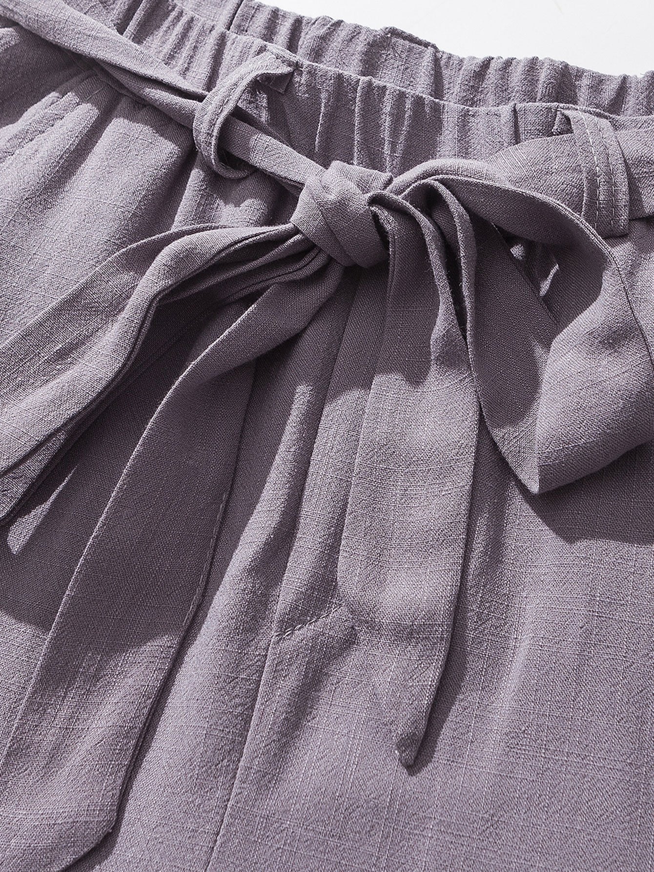Detachable Belt Relax Fit Linen And Cotton Blend Harem Pants - Naturzy
